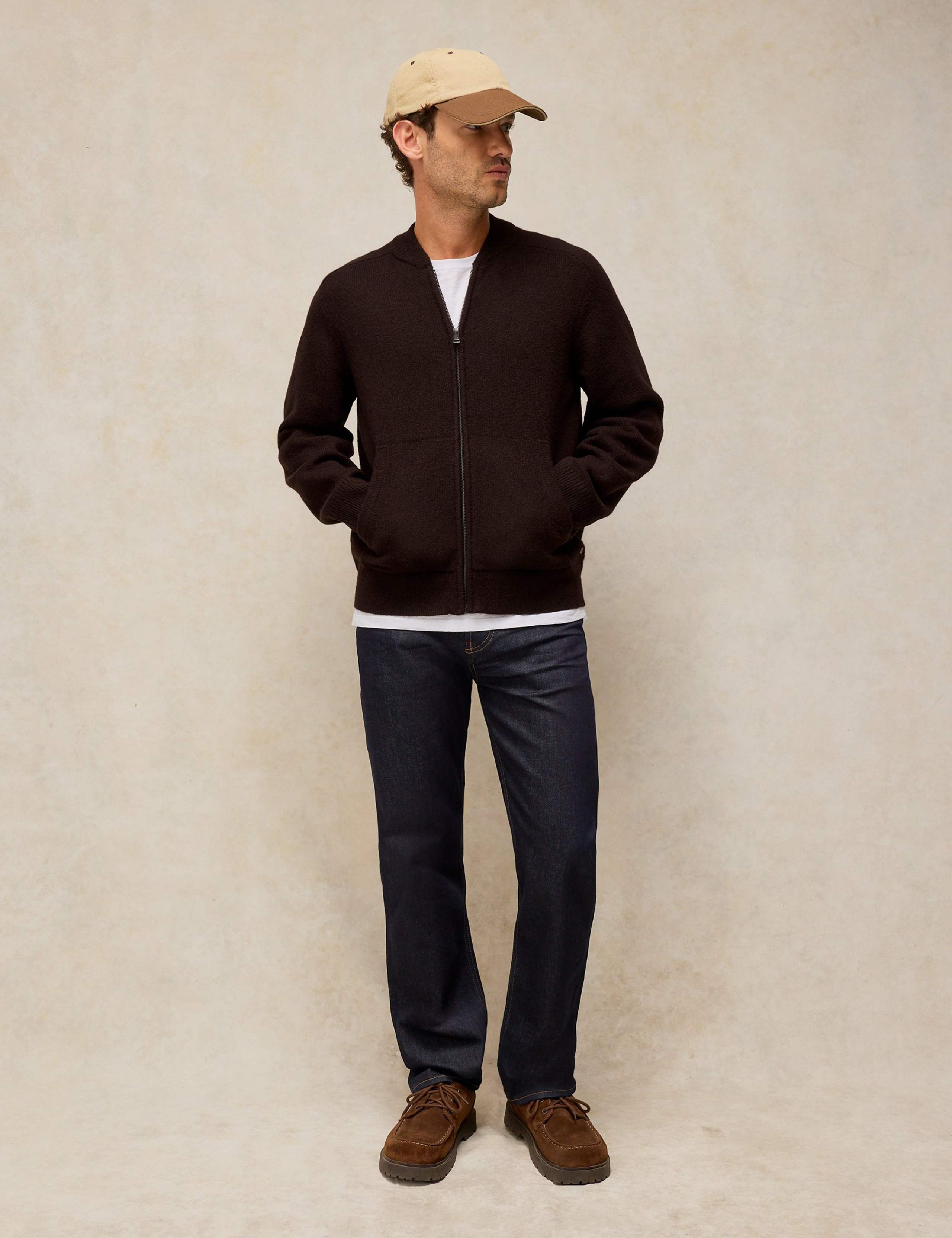 Zip Fastening Bomber Cardigan with Wool 3 of 6