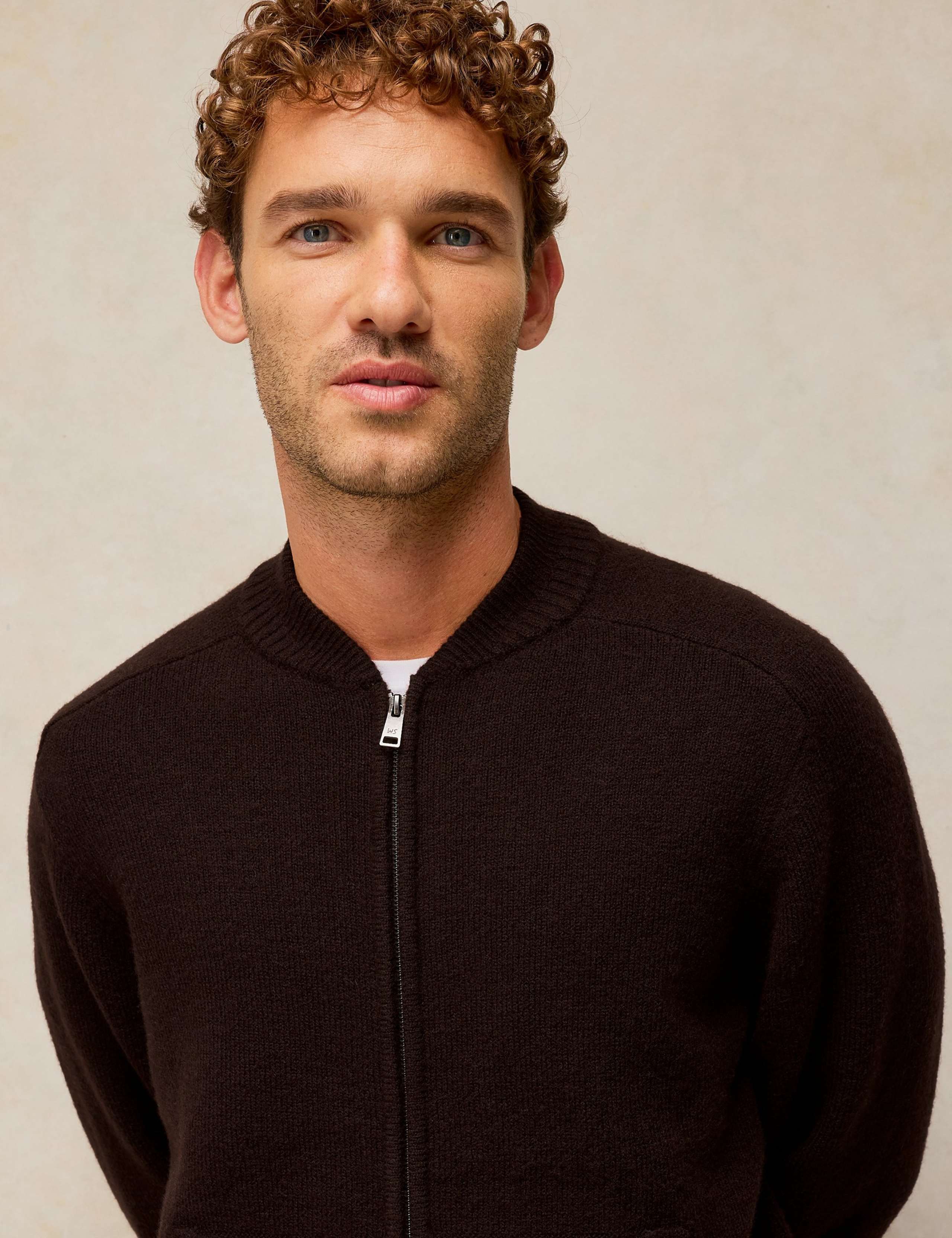 Zip Fastening Bomber Cardigan with Wool 5 of 6