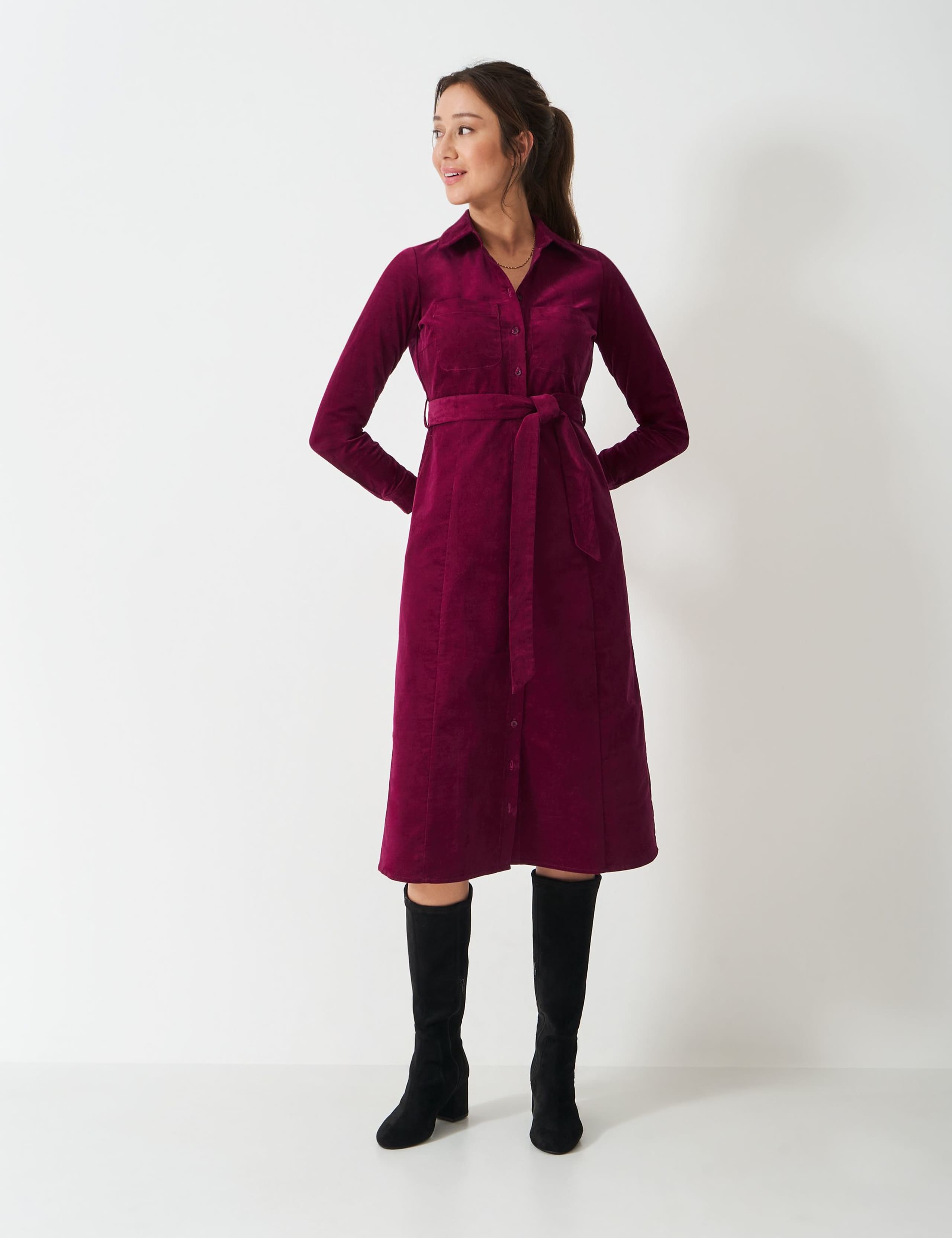 Cotton Rich Cord Midi Shirt Dress 1 of 5