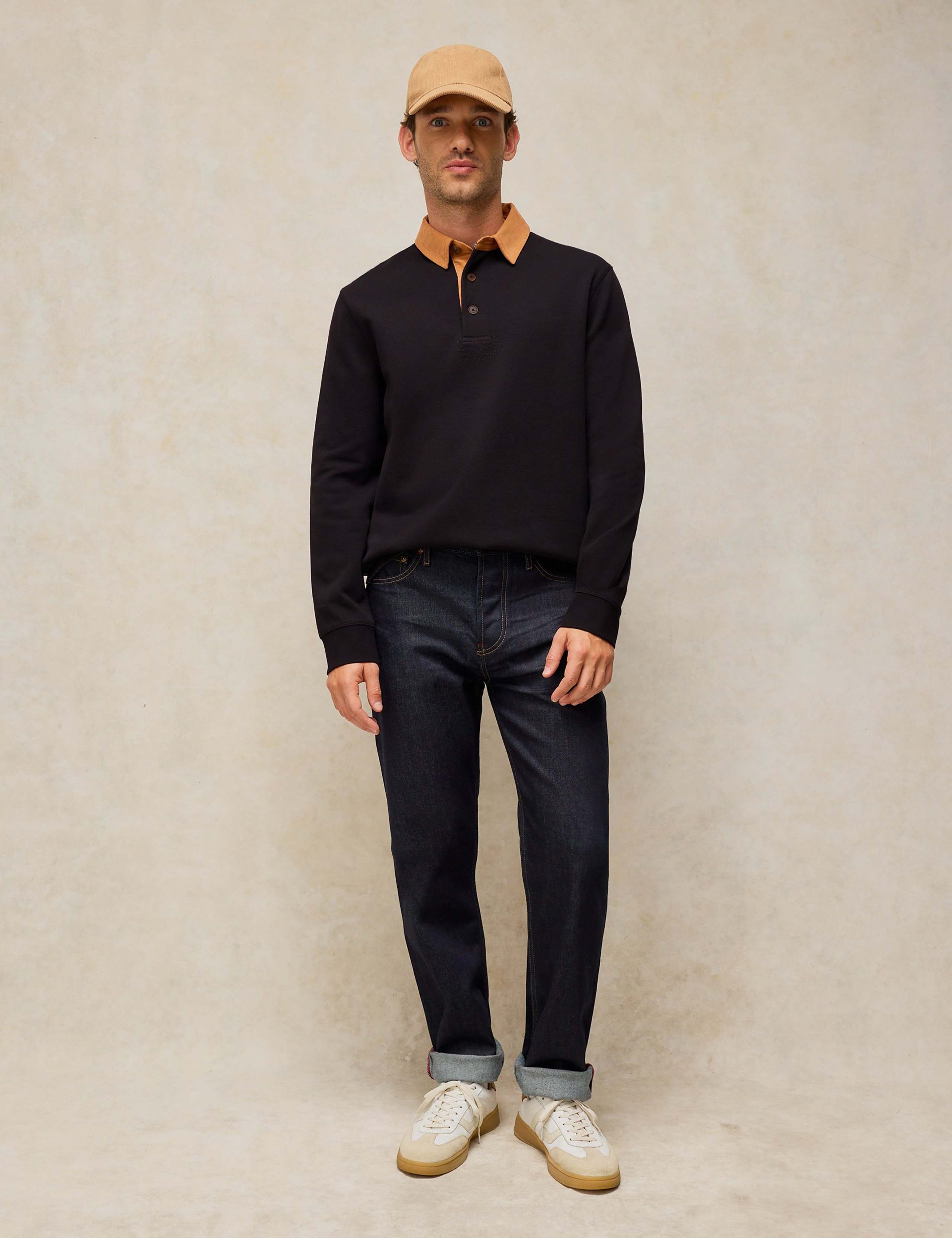 Collared Long Sleeve Cotton Rugby Top 3 of 6