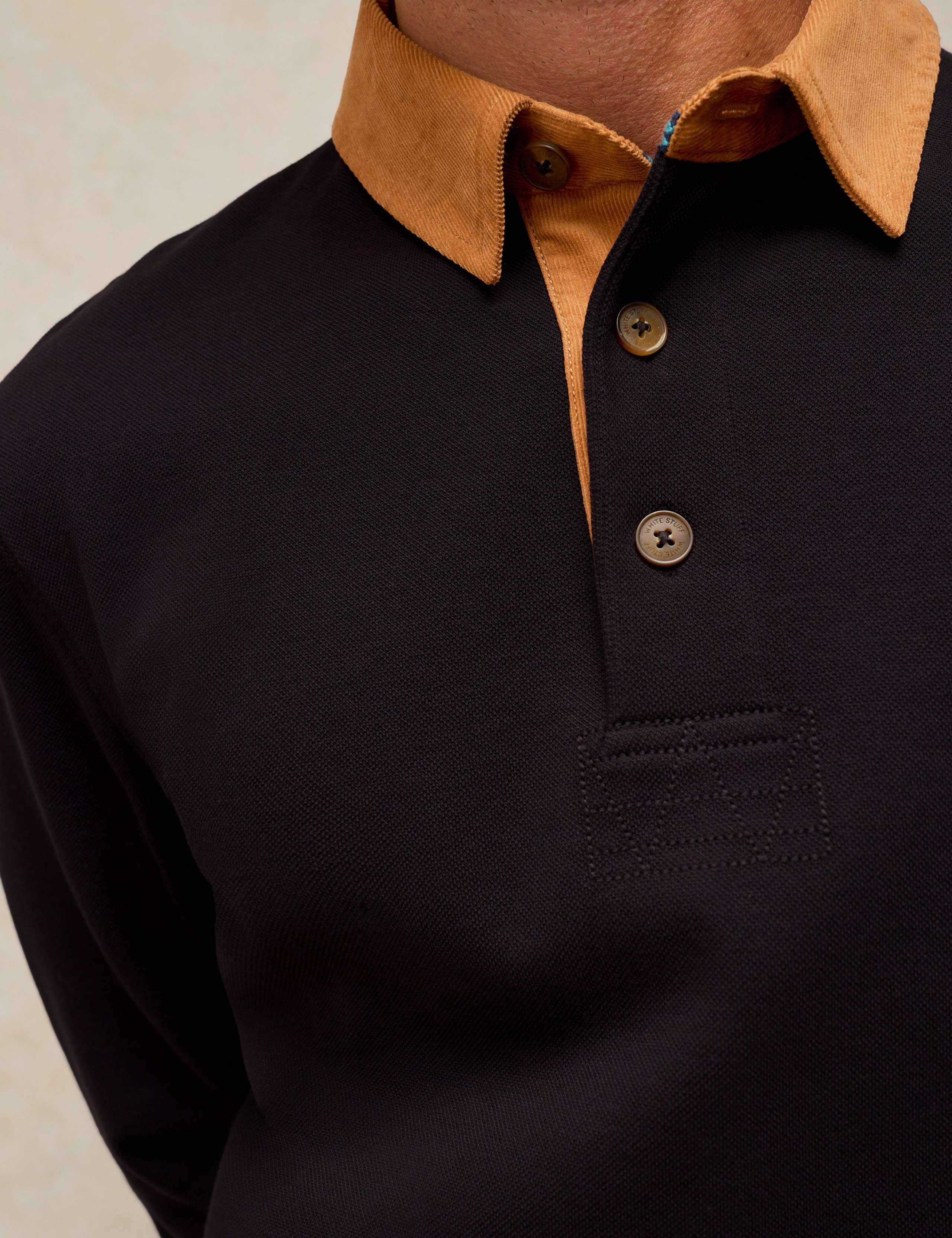 Collared Long Sleeve Cotton Rugby Top 5 of 6
