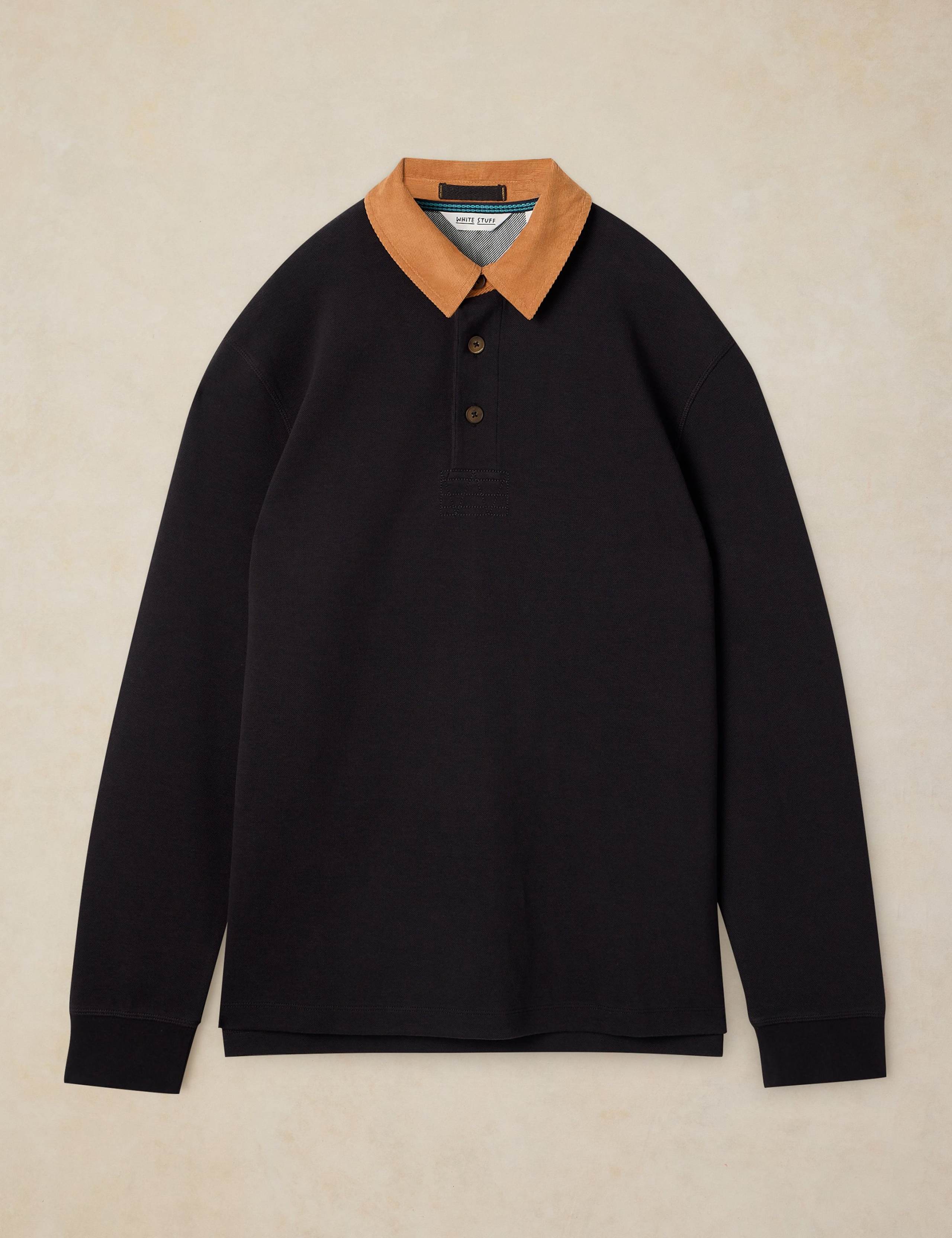 Collared Long Sleeve Cotton Rugby Top 2 of 6