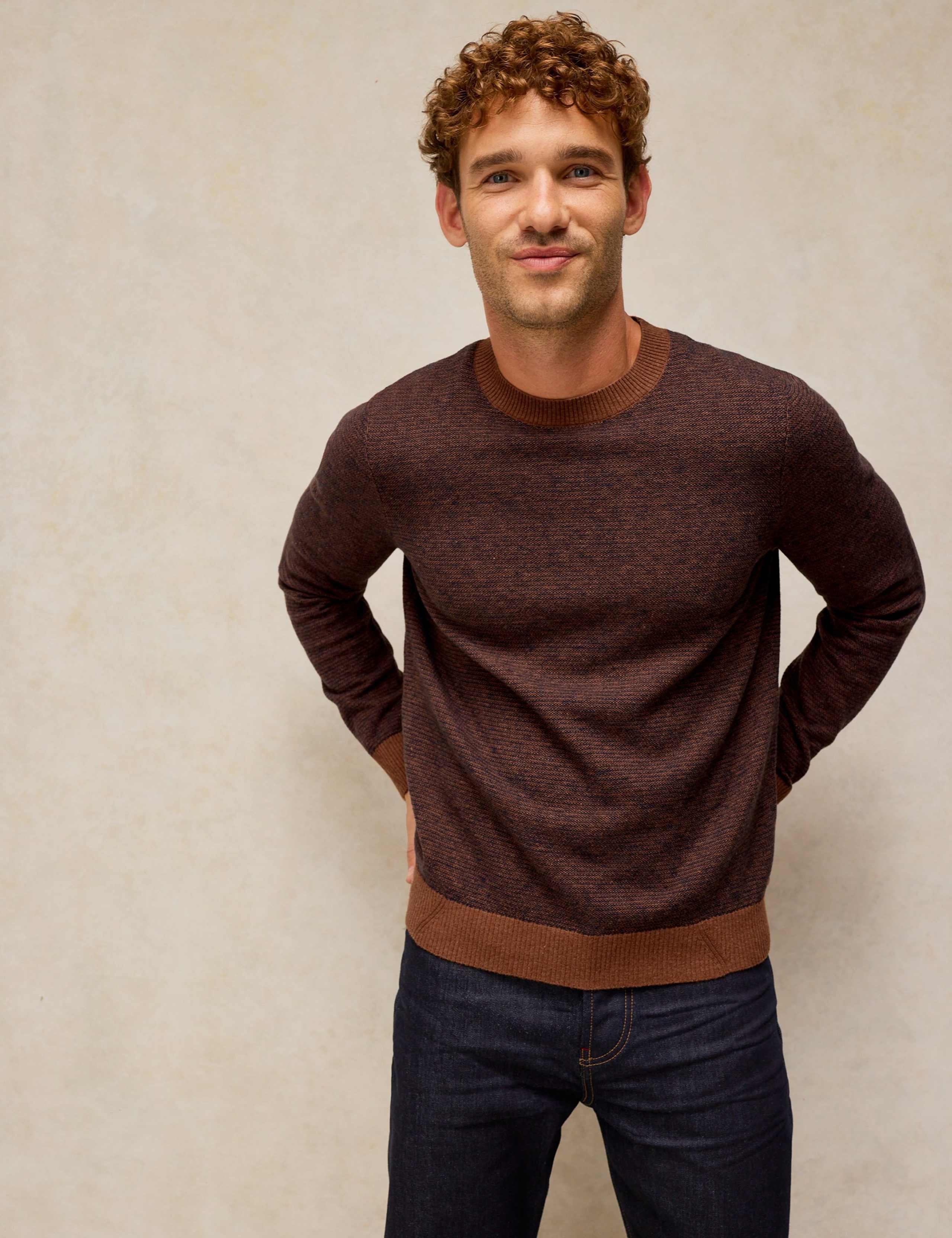 Cotton Rich Jacquard Crew Neck Jumper 1 of 6