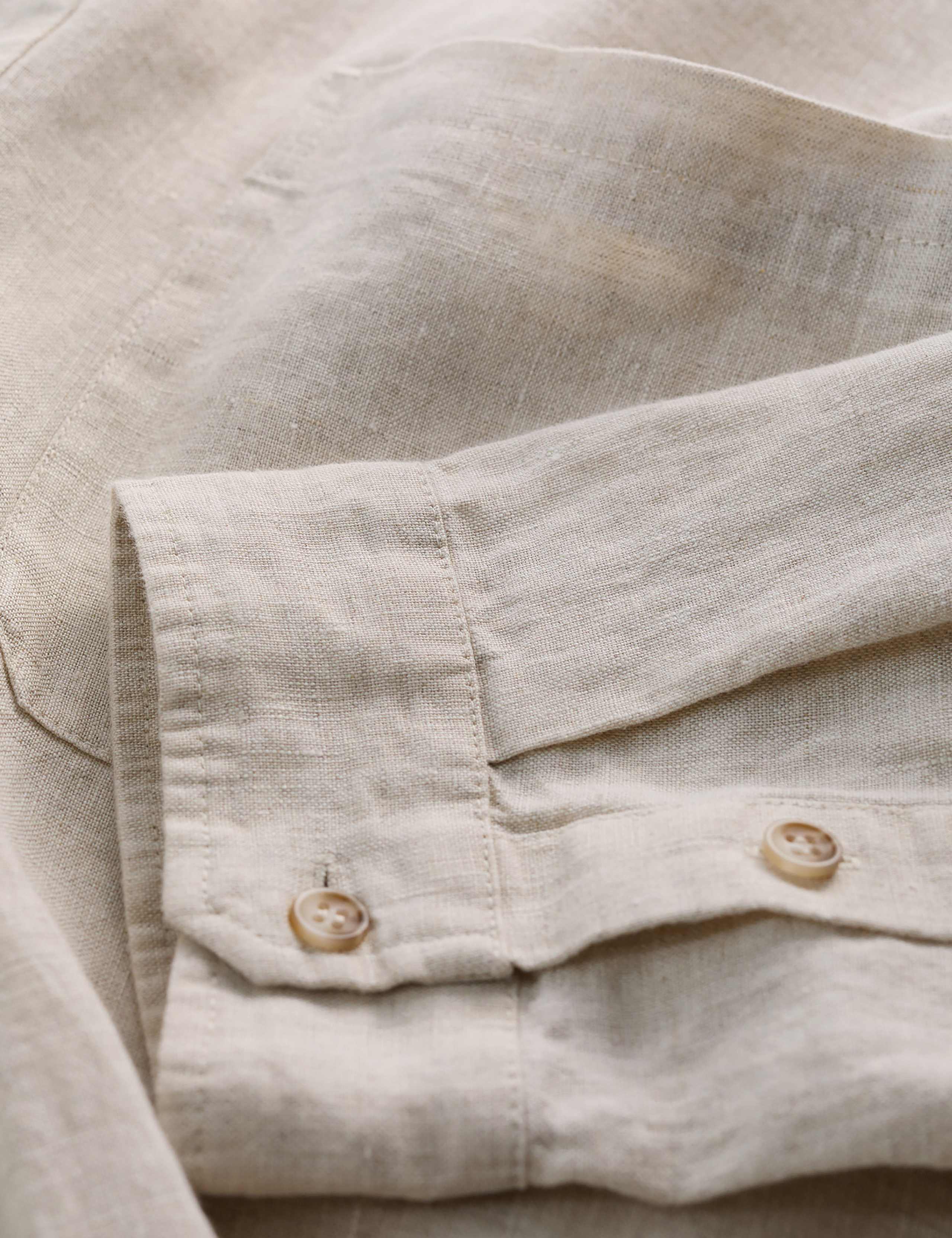 Pure Linen Grandad Collar Shirt 5 of 5