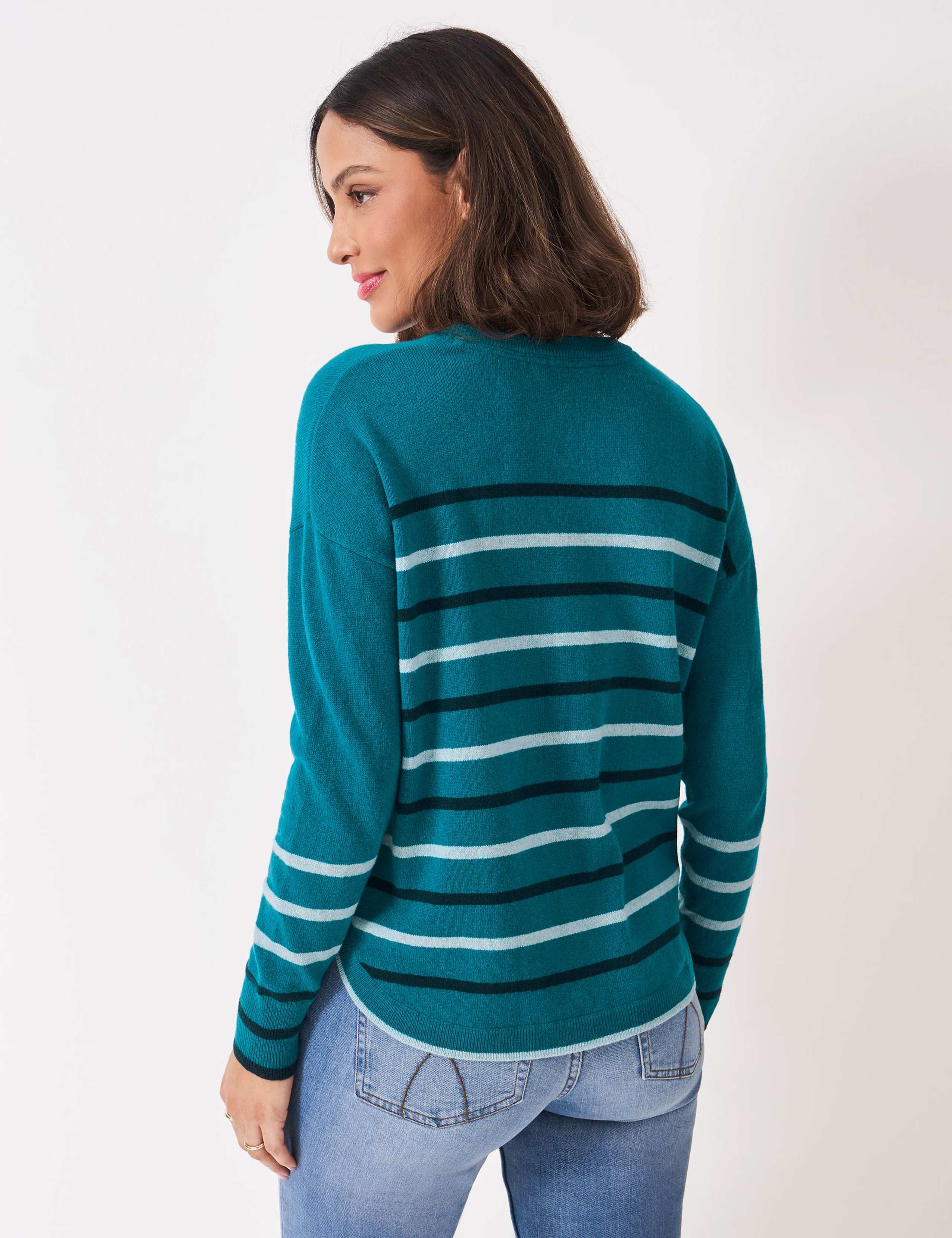 Merino Wool Rich Striped Crew Neck Jumper 3 of 5