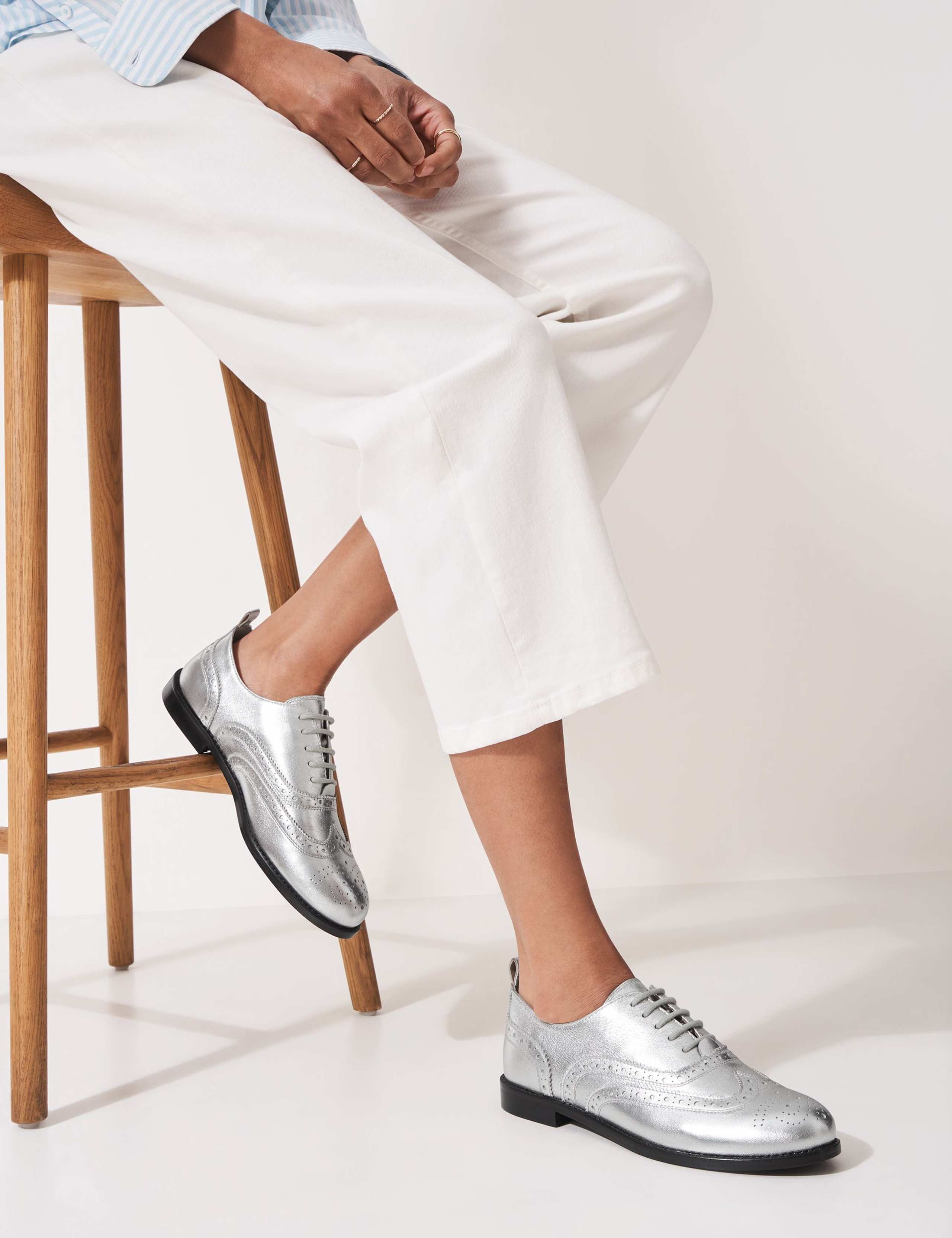 Leather Metallic Flat Brogues 1 of 4