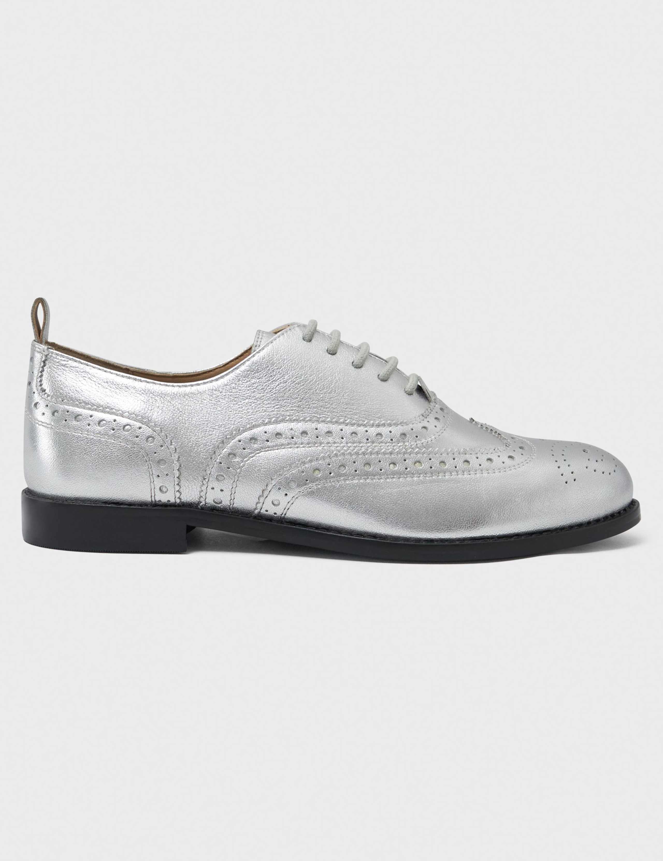 Leather Metallic Flat Brogues 4 of 4