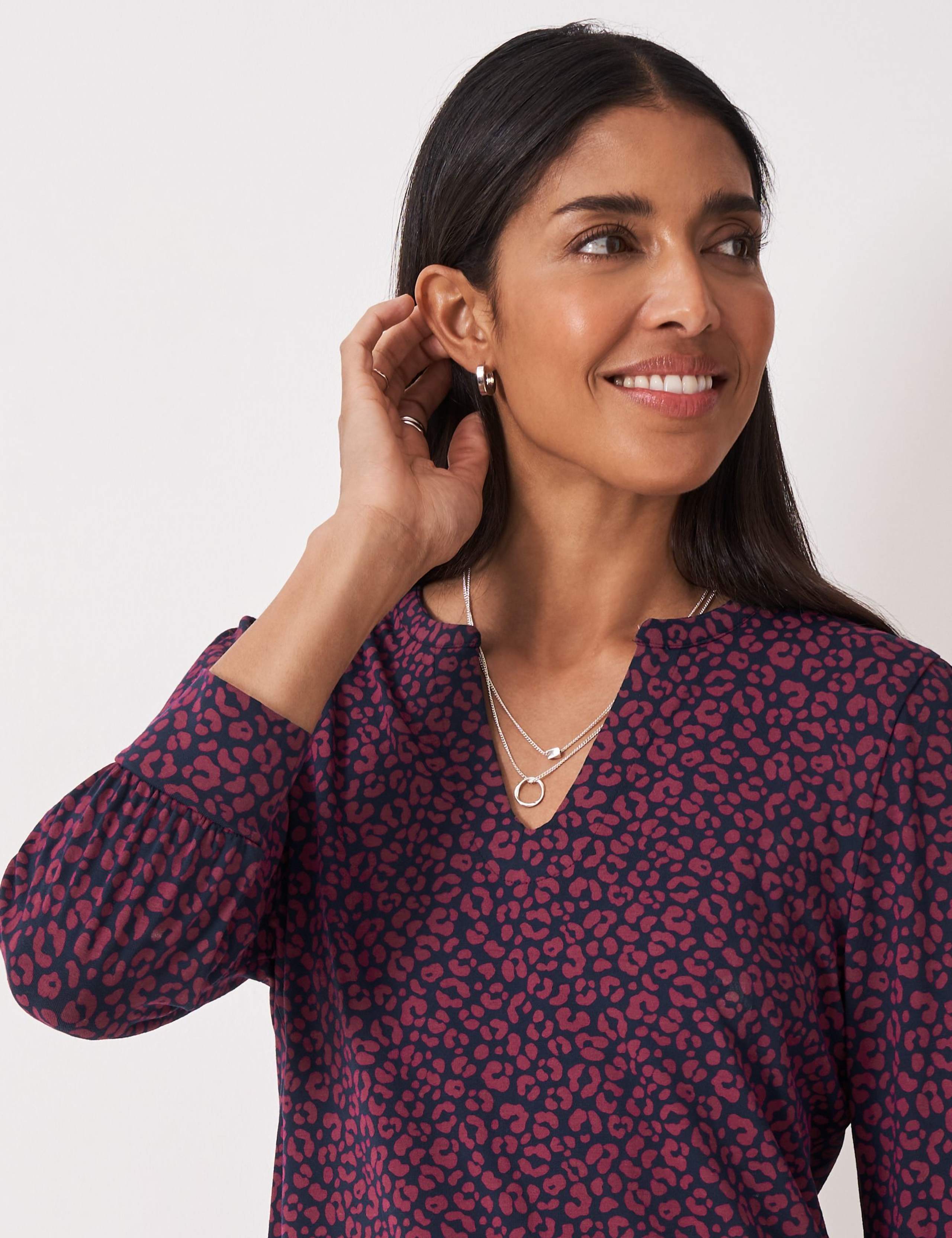 Animal Print V-Neck 3/4 Sleeve Top 4 of 6