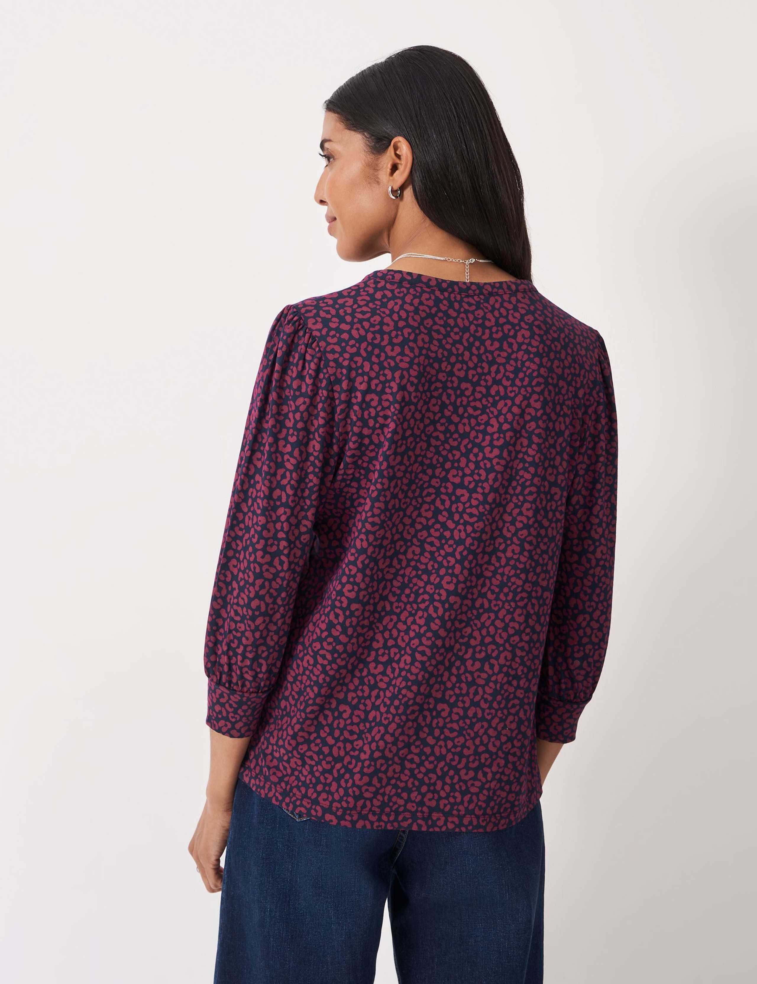 Animal Print V-Neck 3/4 Sleeve Top 5 of 6