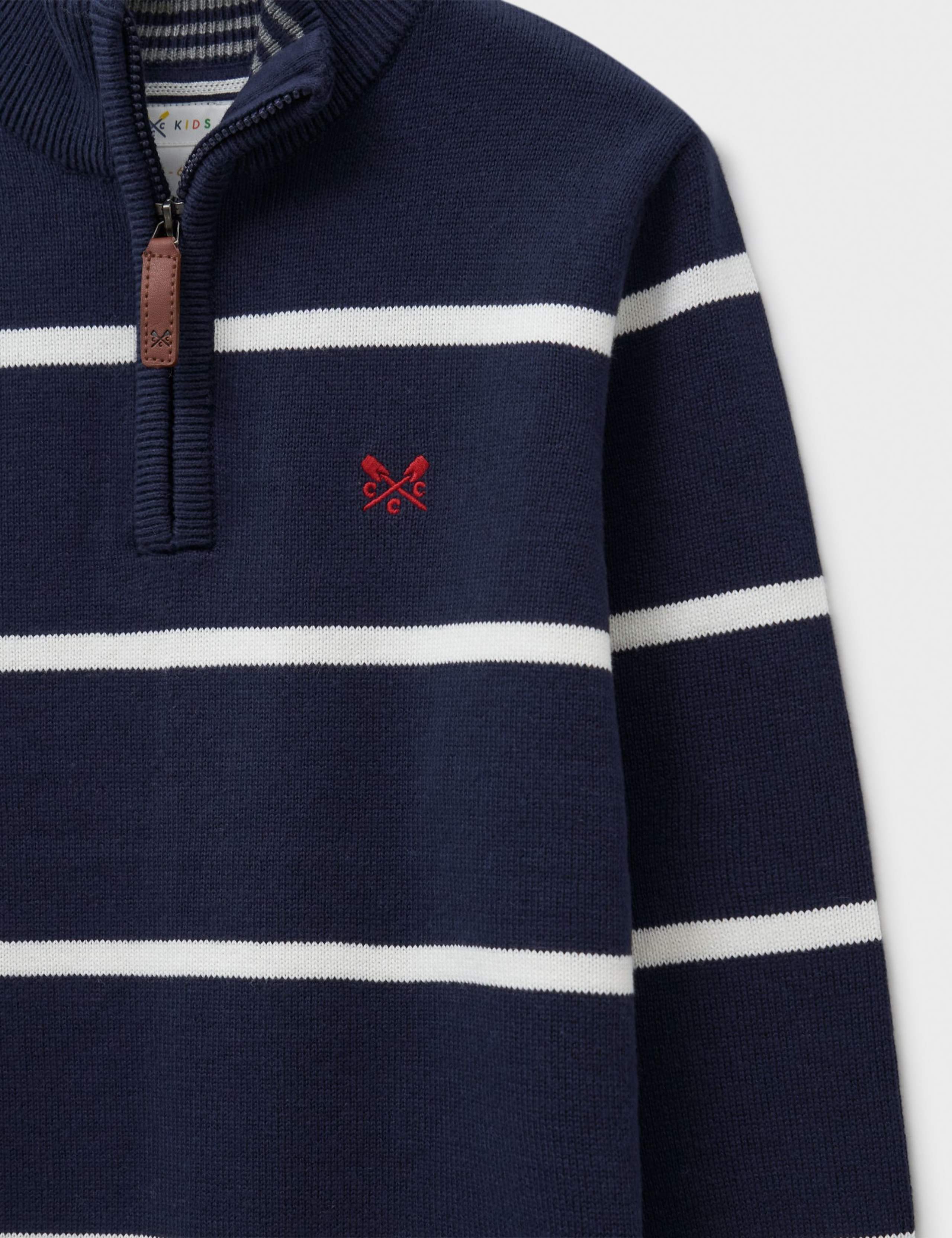 Pure Cotton Striped Half Zip Jumper (3-12 Yrs) 2 of 3