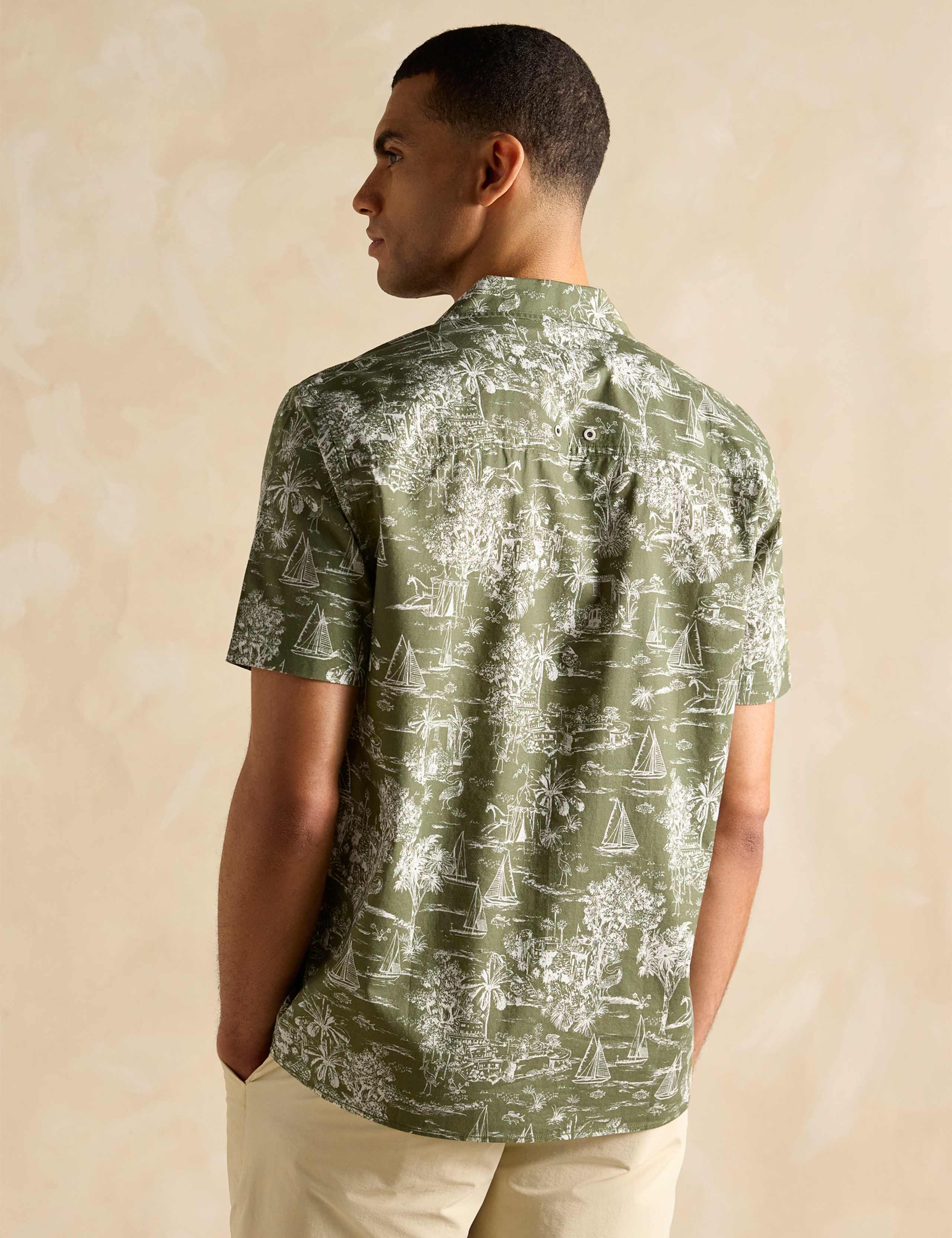 Linen Blend Tropical Print Shirt 4 of 6