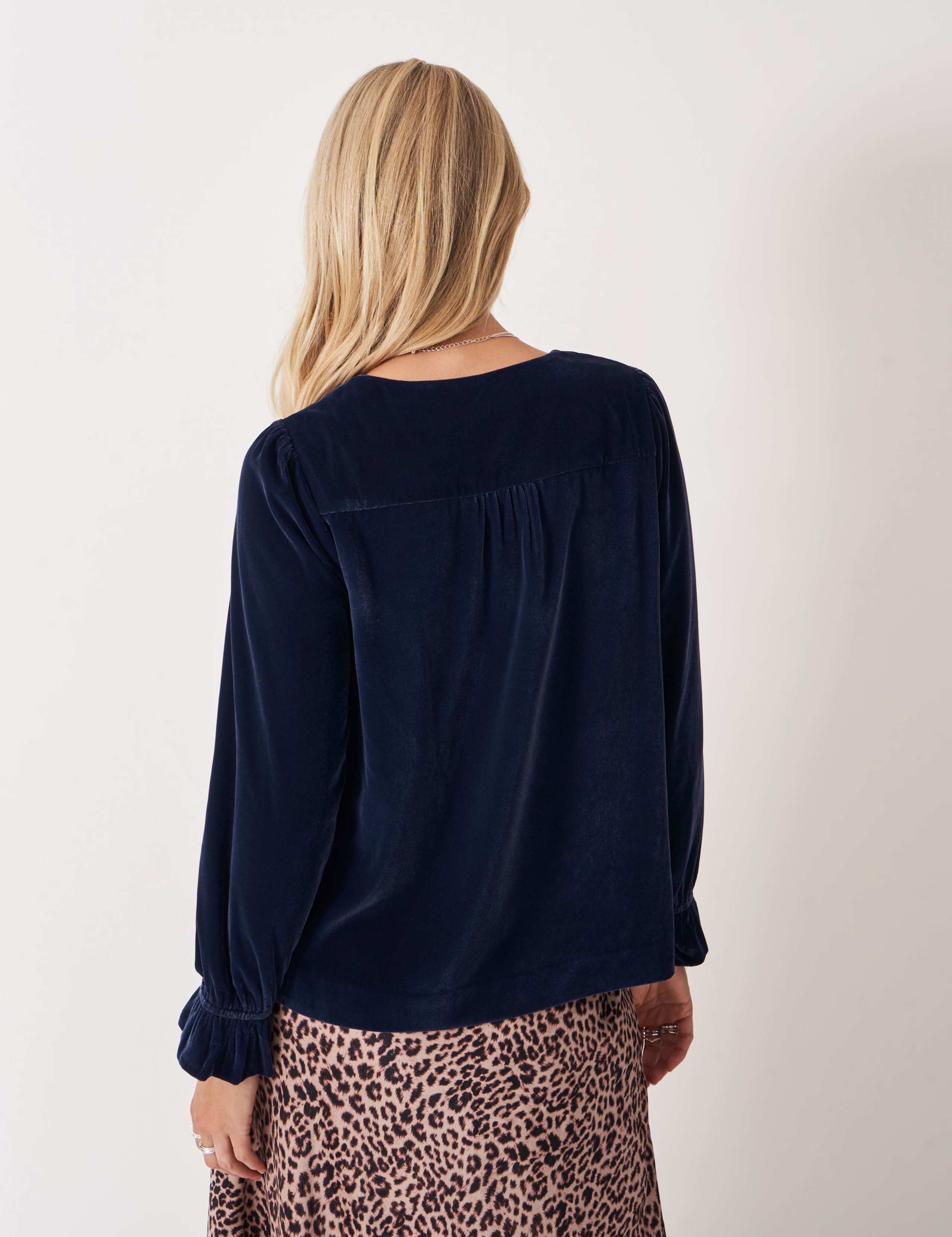 Velvet Keyhole Detail Blouse 4 of 5