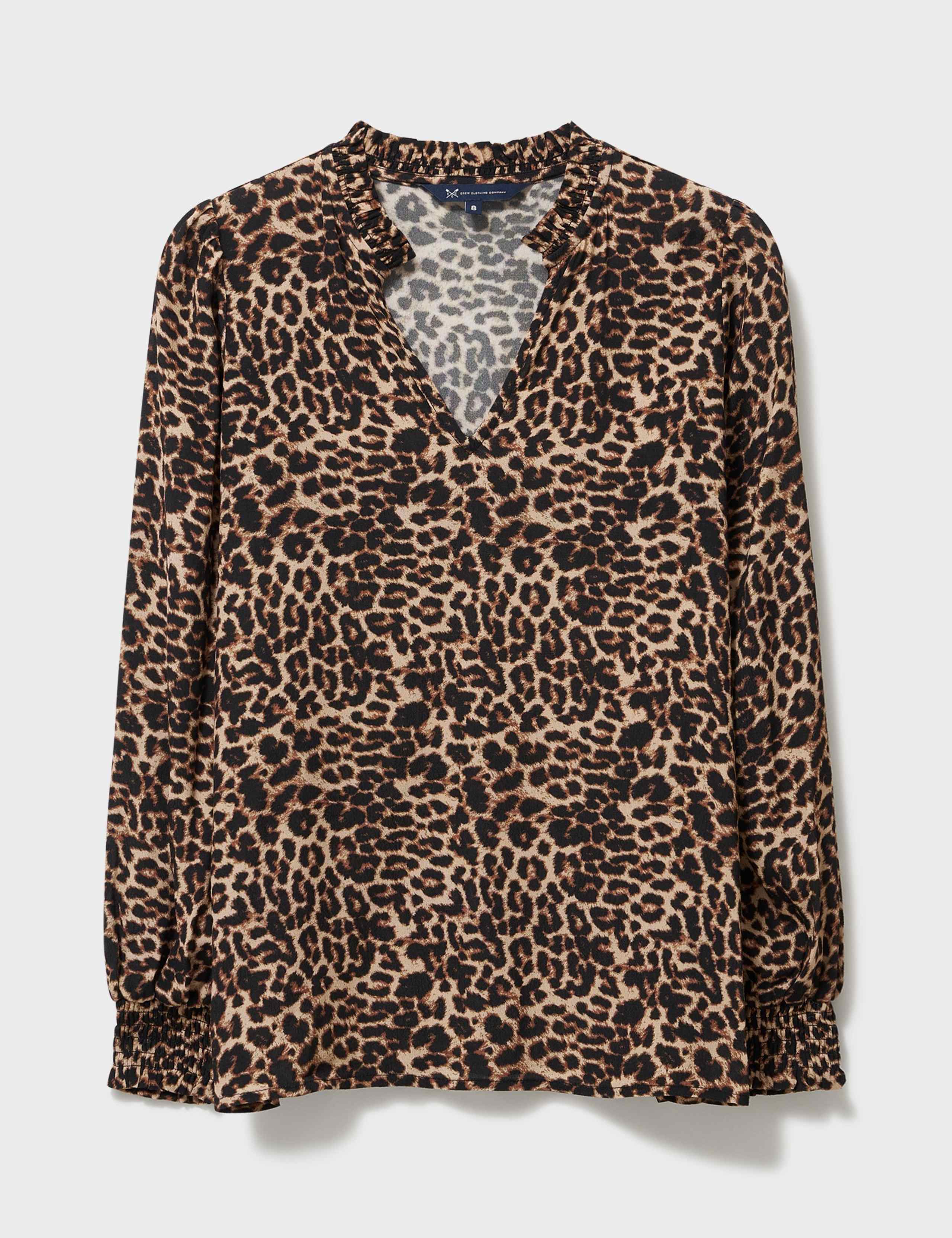 Leopard Print Notch Neck Relaxed Blouse 2 of 5