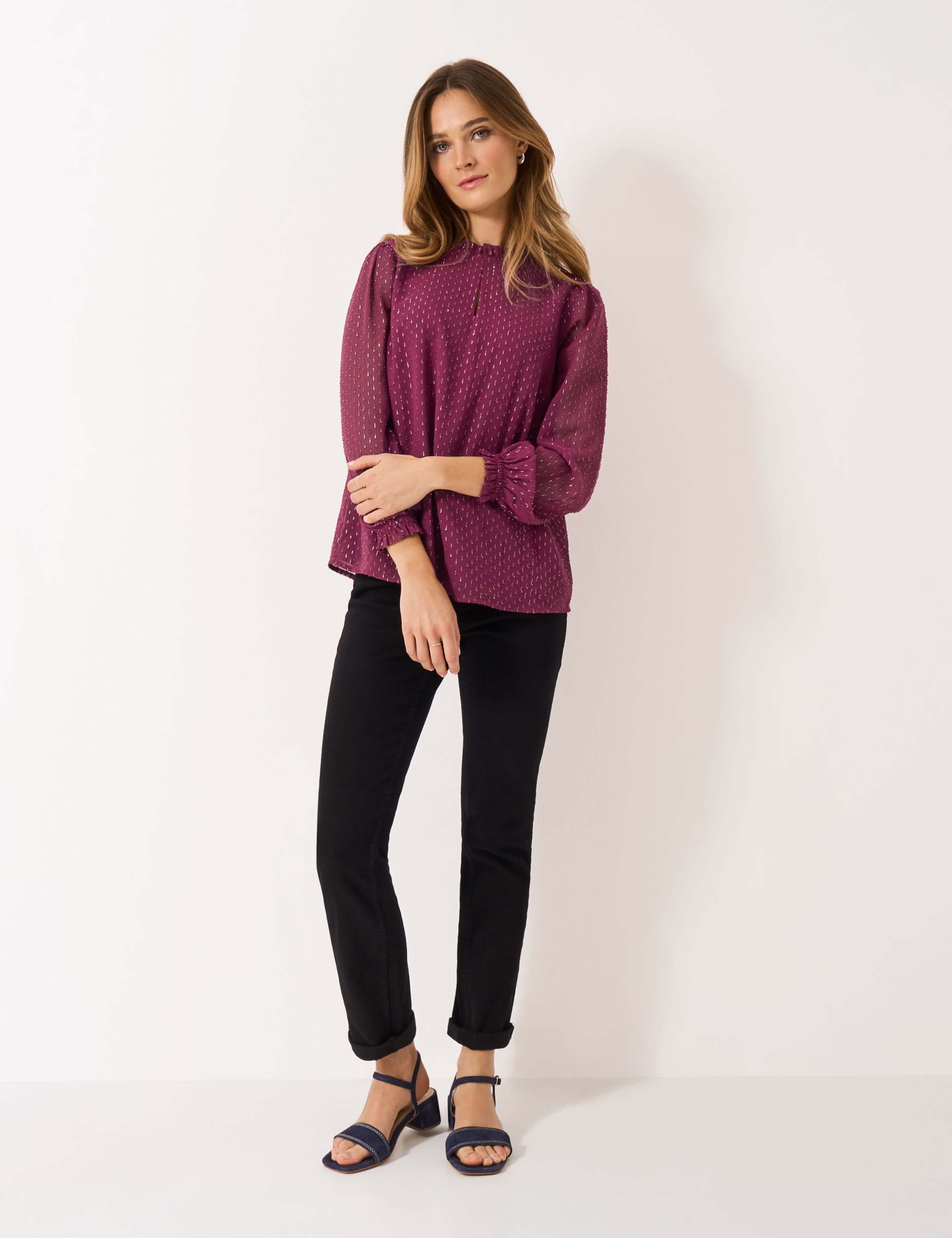 Metallic Embellished High Neck Blouse 1 of 5