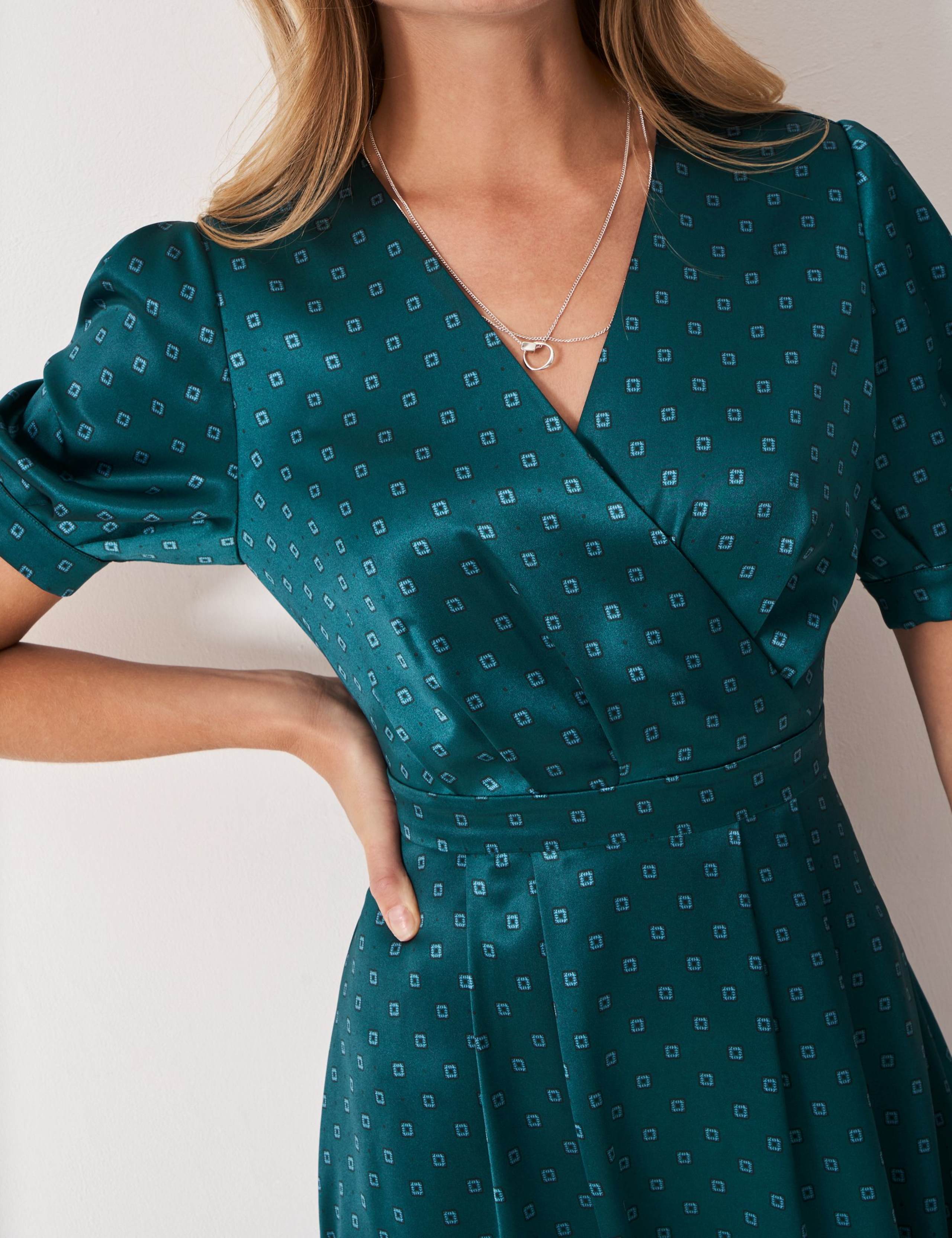 Satin Printed Midi Wrap Dress 3 of 5