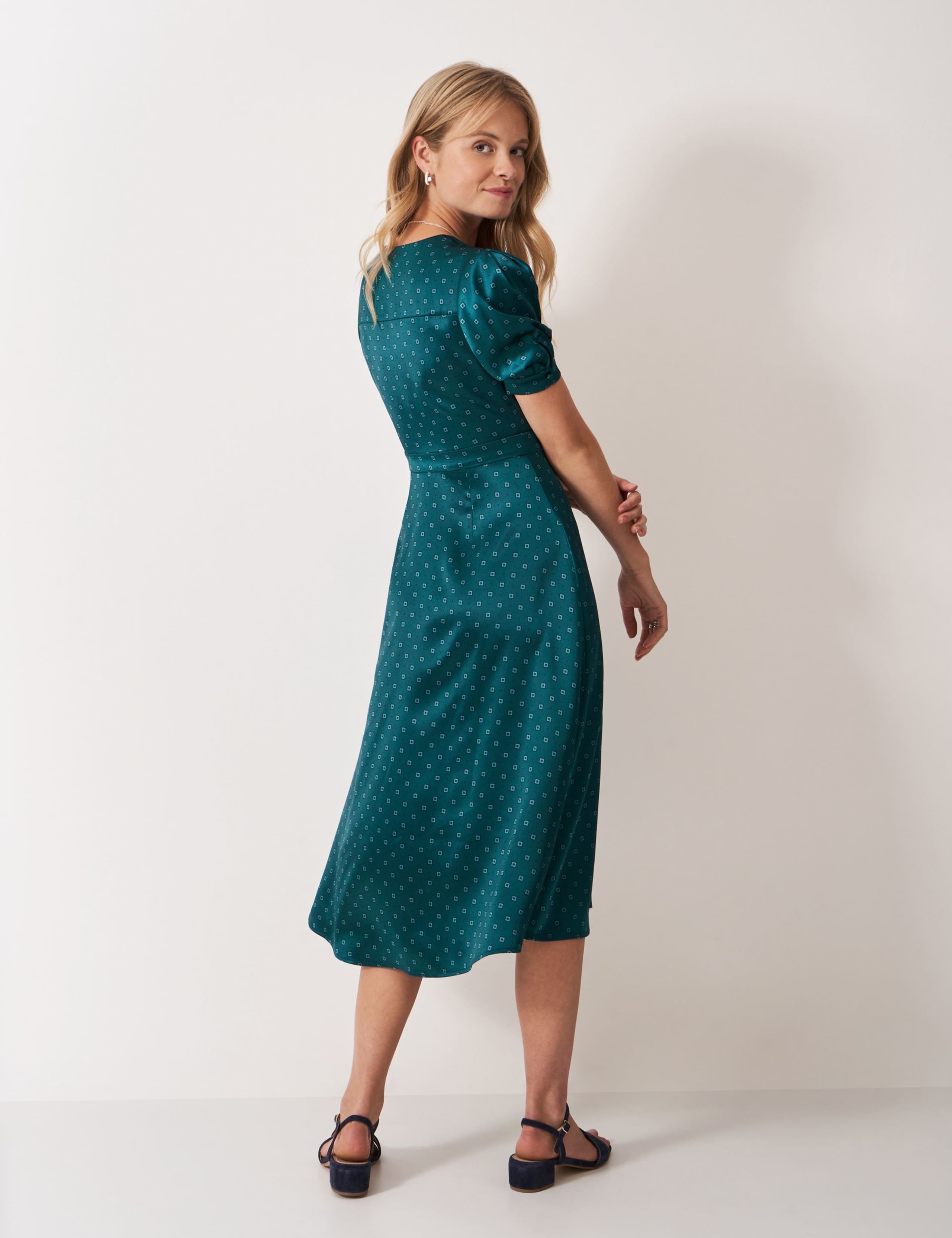 Satin Printed Midi Wrap Dress 4 of 5