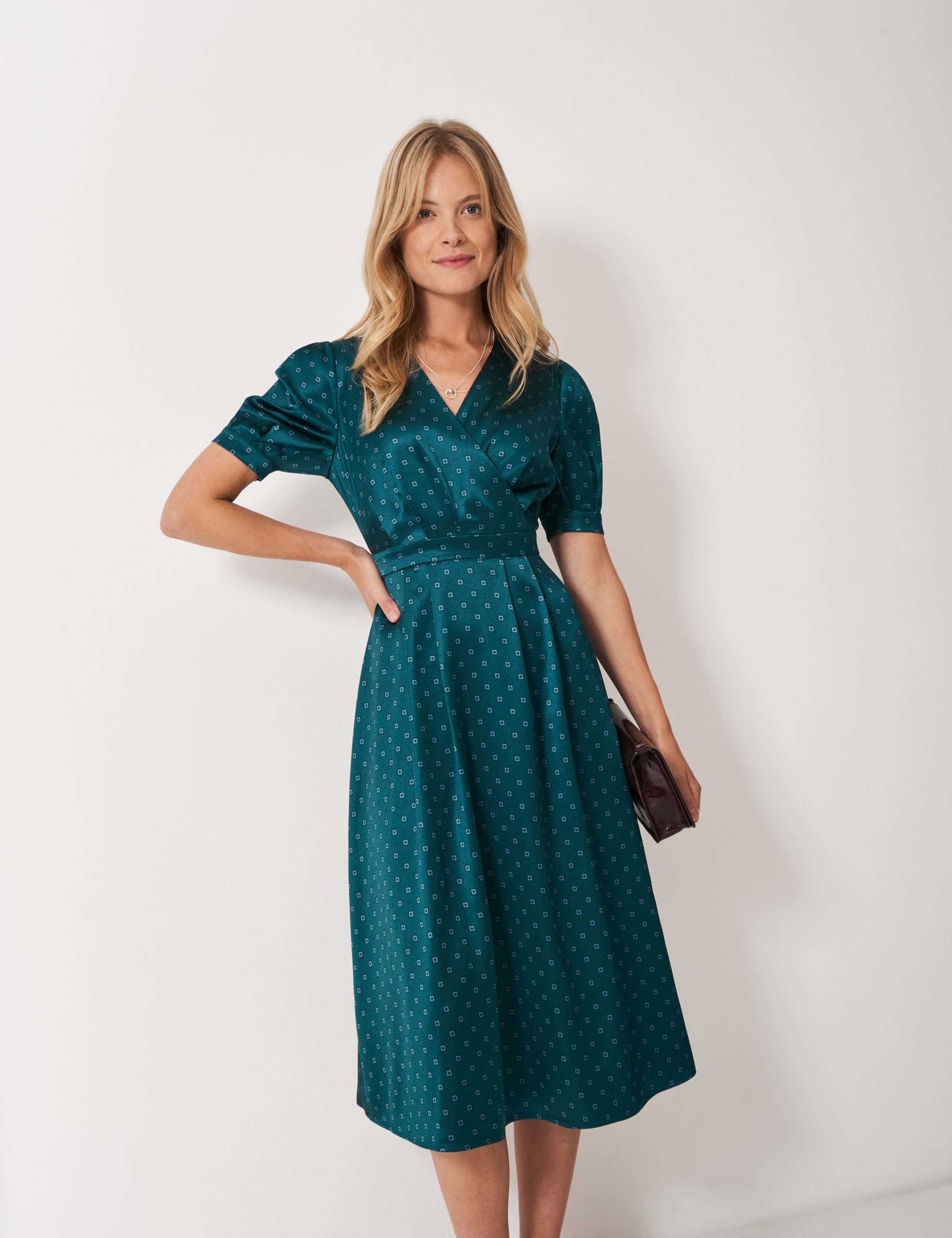 Satin Printed Midi Wrap Dress 5 of 5