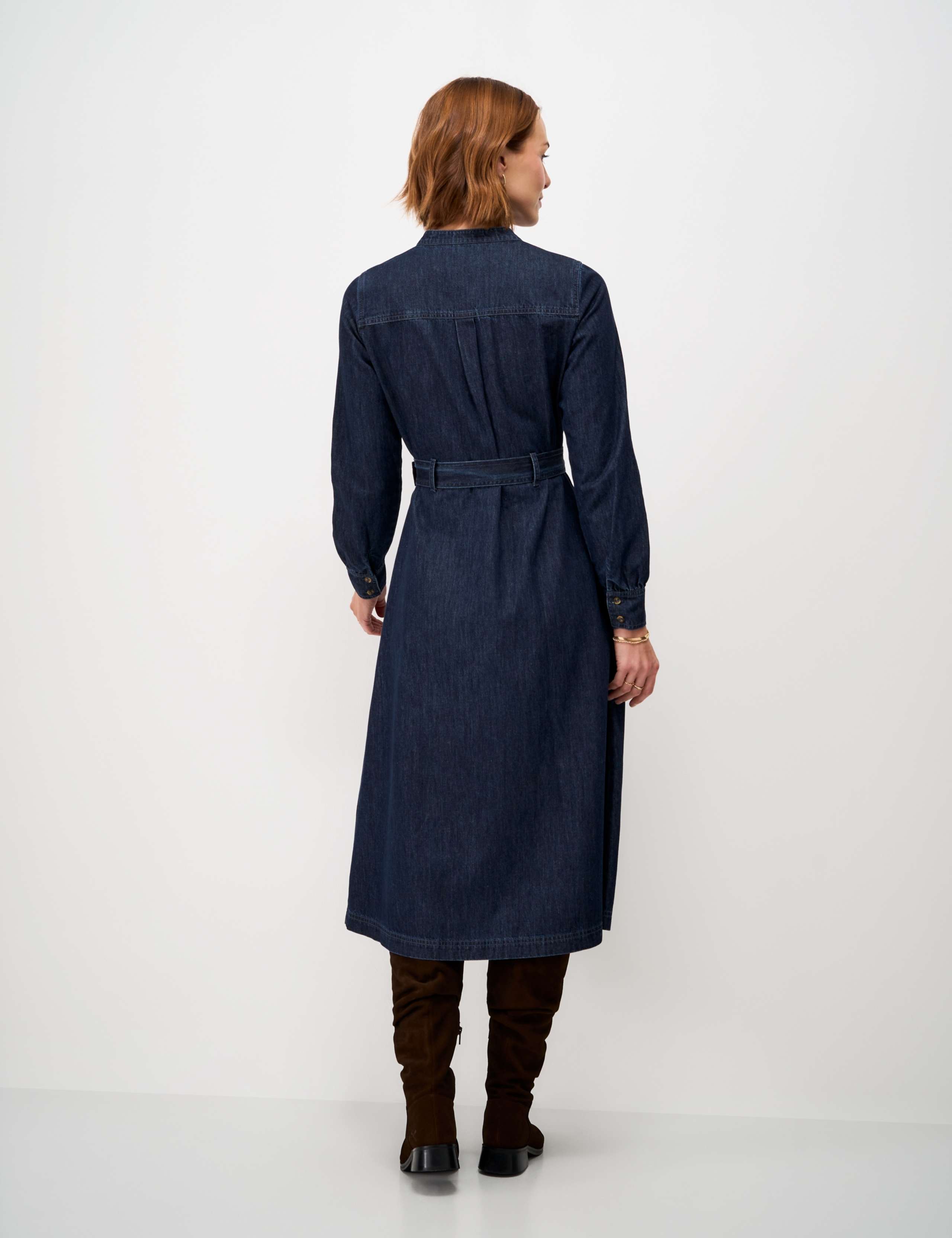 Denim Button Through Tie Waist Maxi Shirt Dress 3 of 5