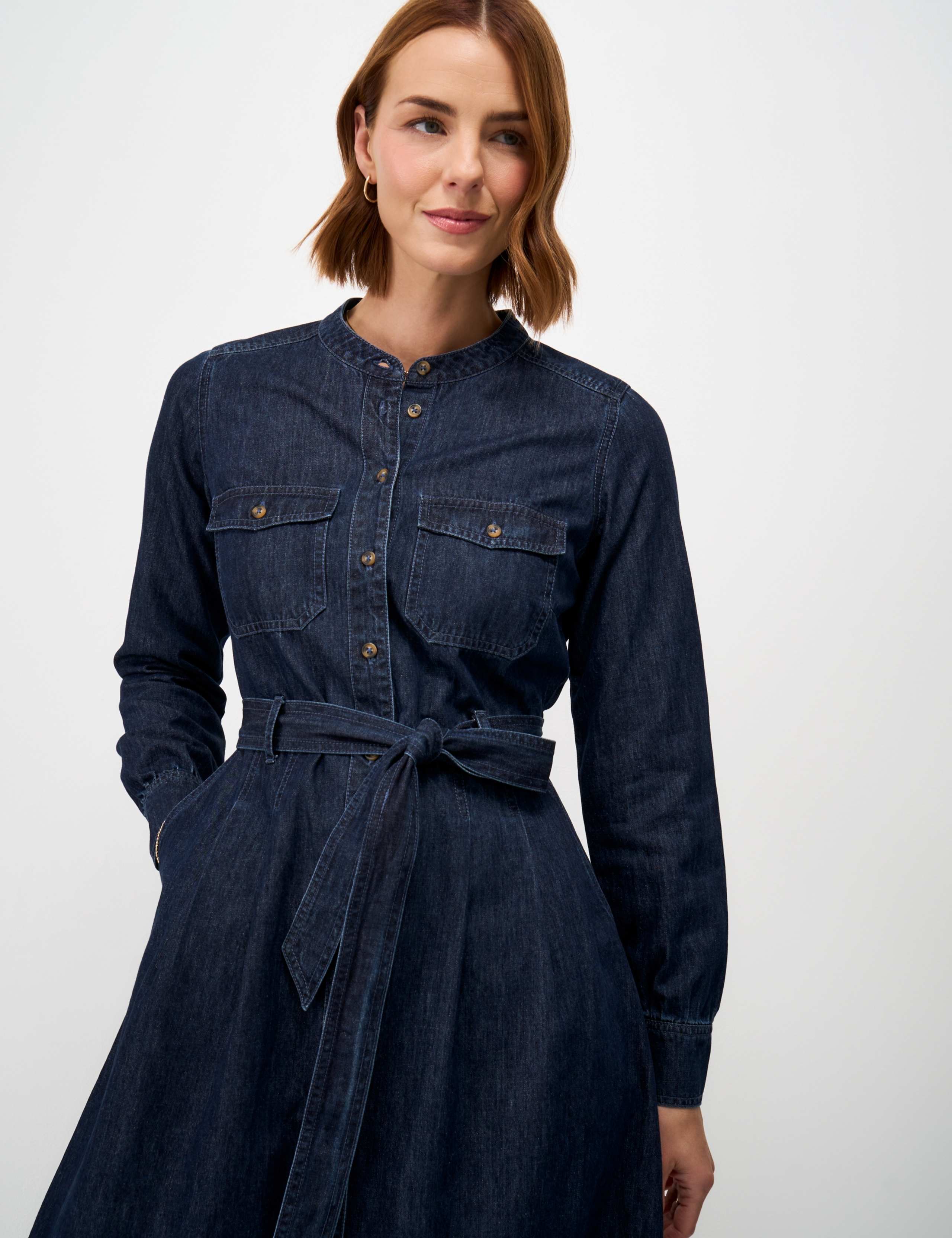 Denim Button Through Tie Waist Maxi Shirt Dress 5 of 5