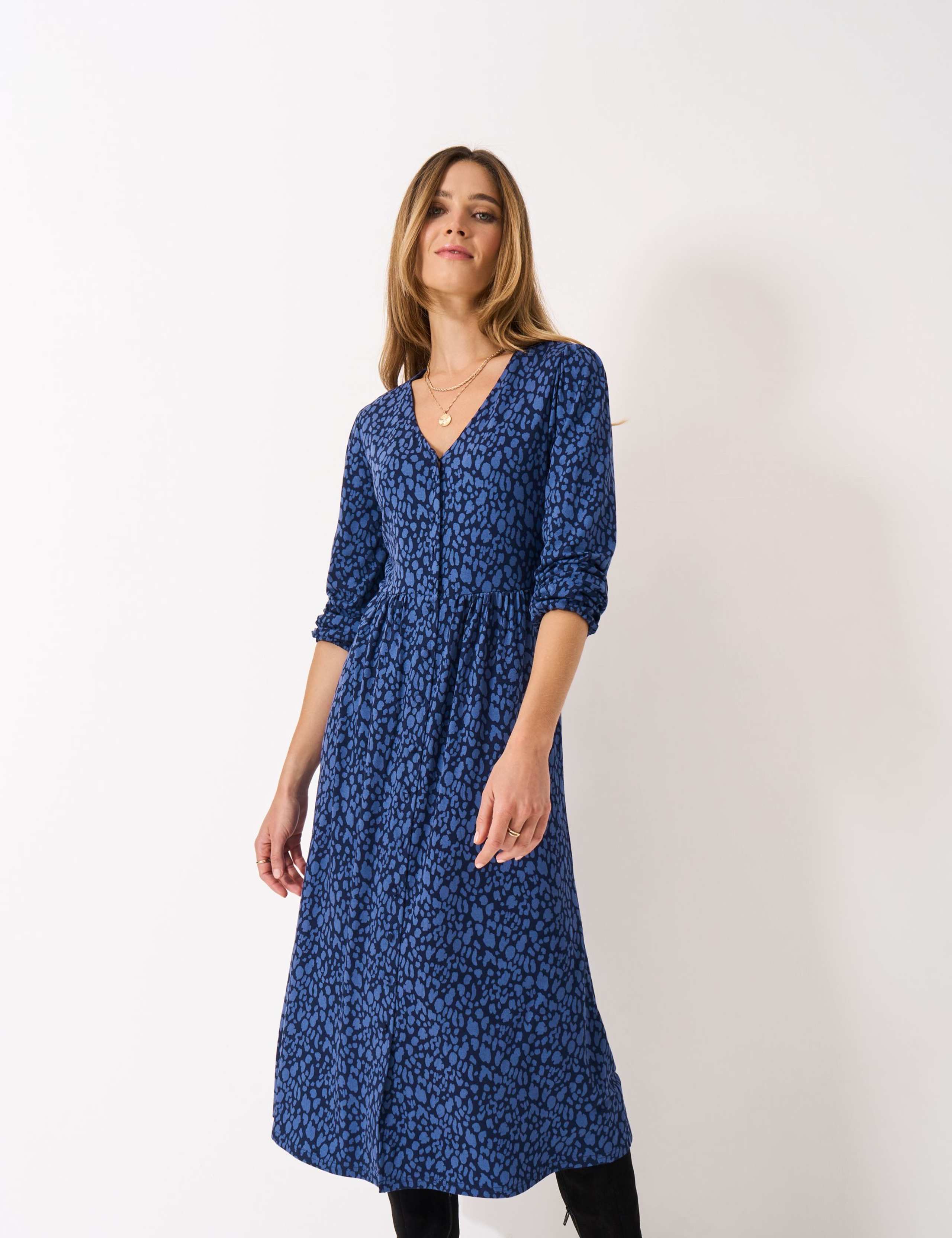 Jersey Animal Print Button Through Midi Dress 4 of 5