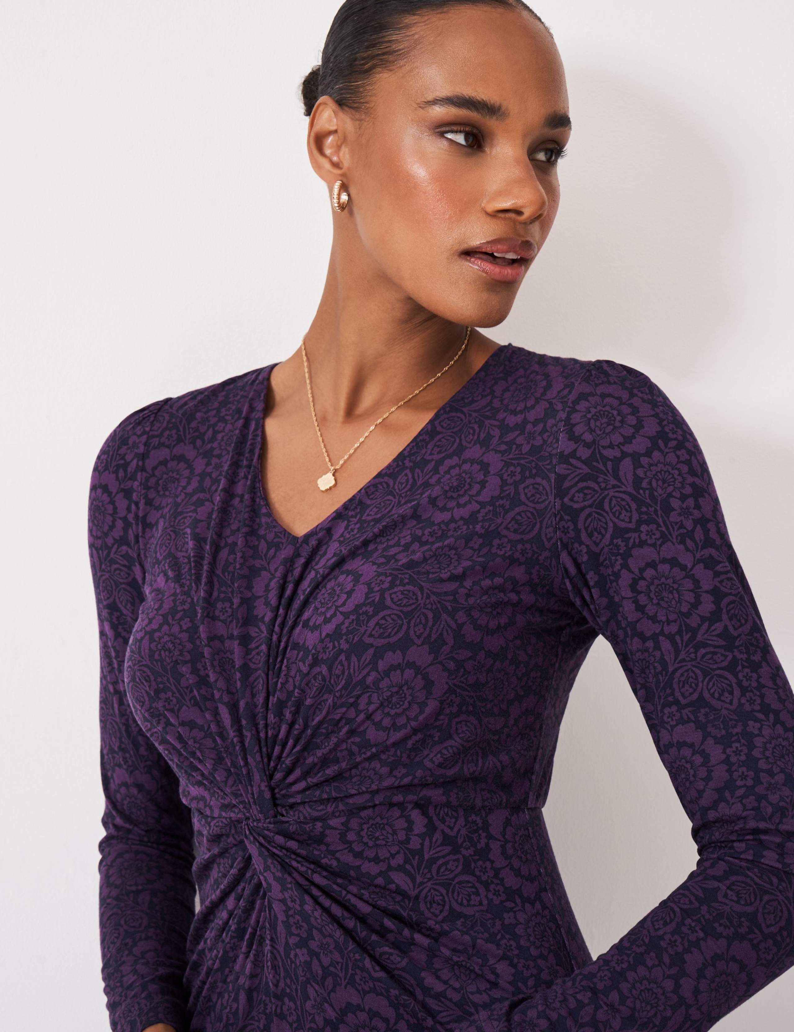 Jersey Floral Twist Front Midi Dress 3 of 5