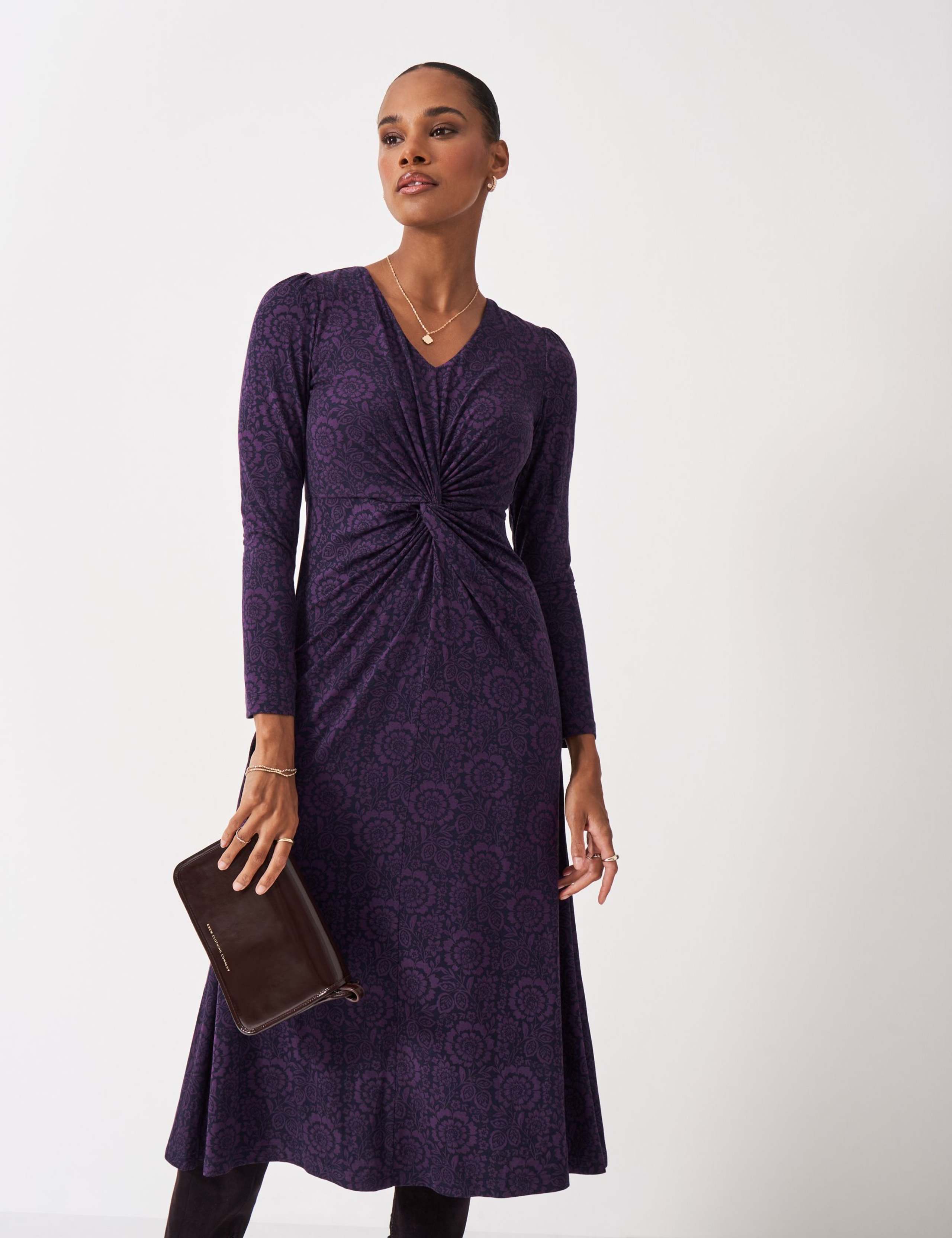 Jersey Floral Twist Front Midi Dress 4 of 5