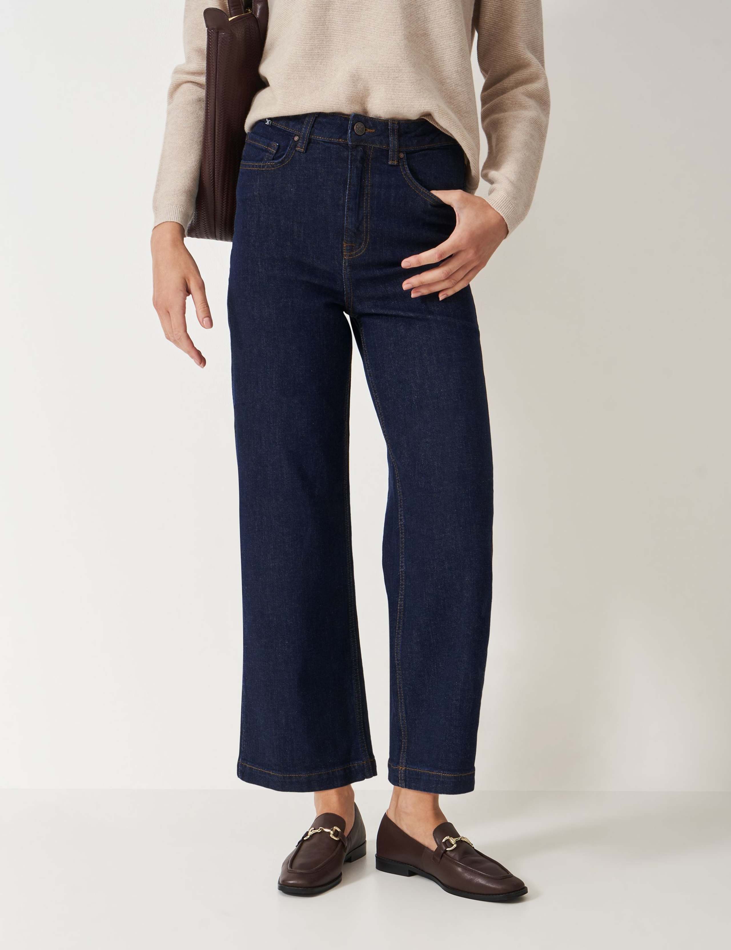Denim Wide Leg High Waisted Cropped Jeans 3 of 5