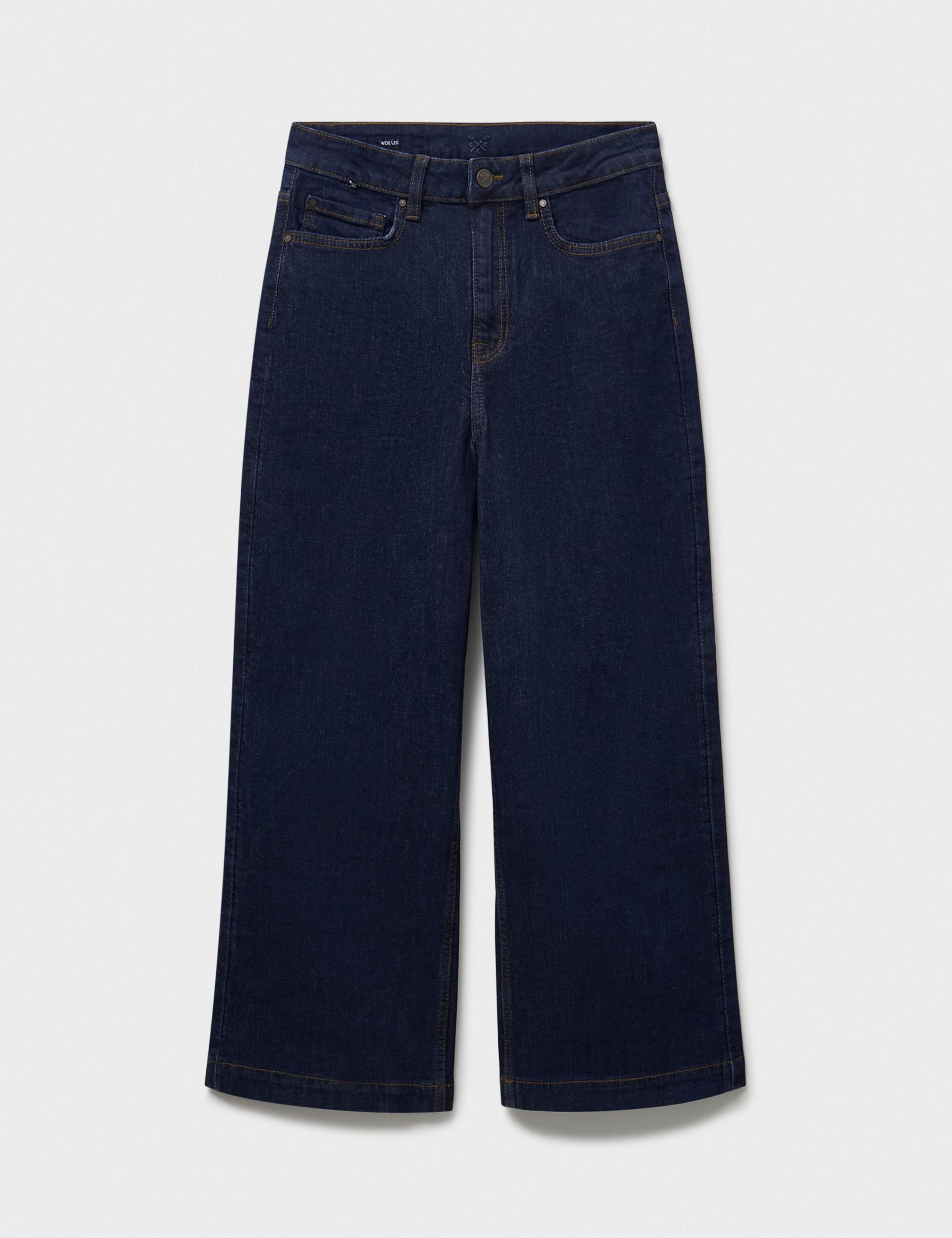 Denim Wide Leg High Waisted Cropped Jeans 2 of 5