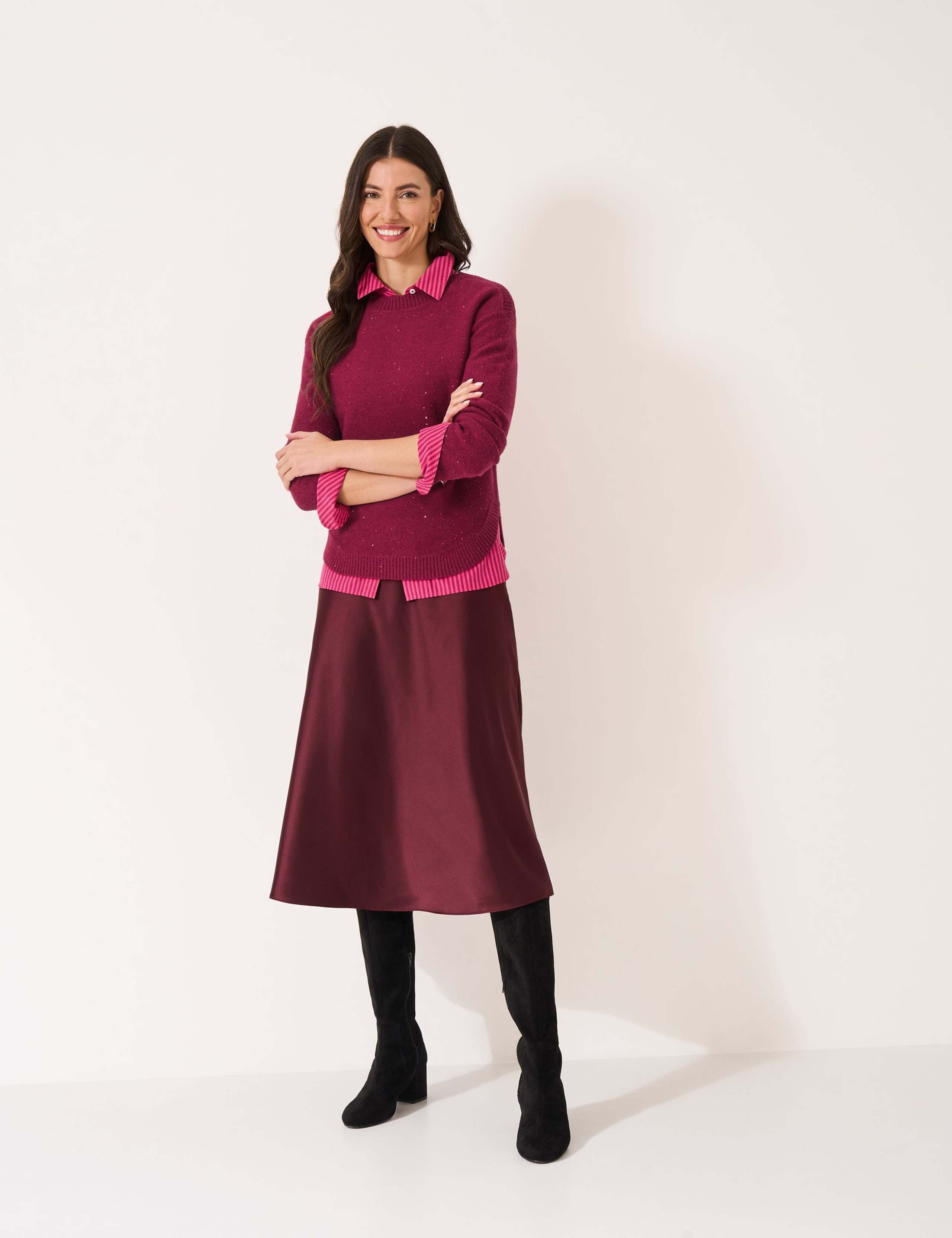 Sparkly Boat Neck Split Curved Hem Jumper 1 of 5