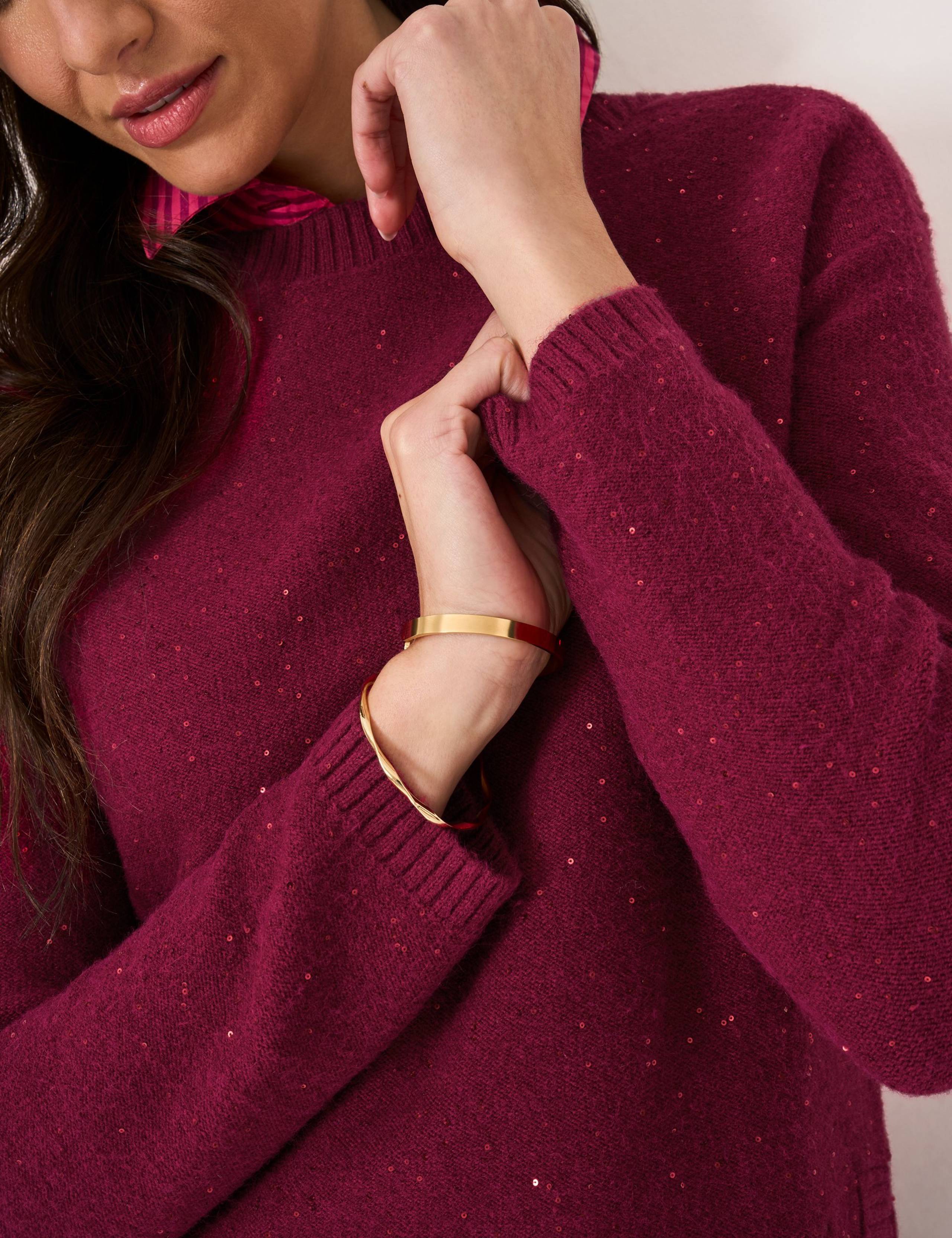 Sparkly Boat Neck Split Curved Hem Jumper 3 of 5