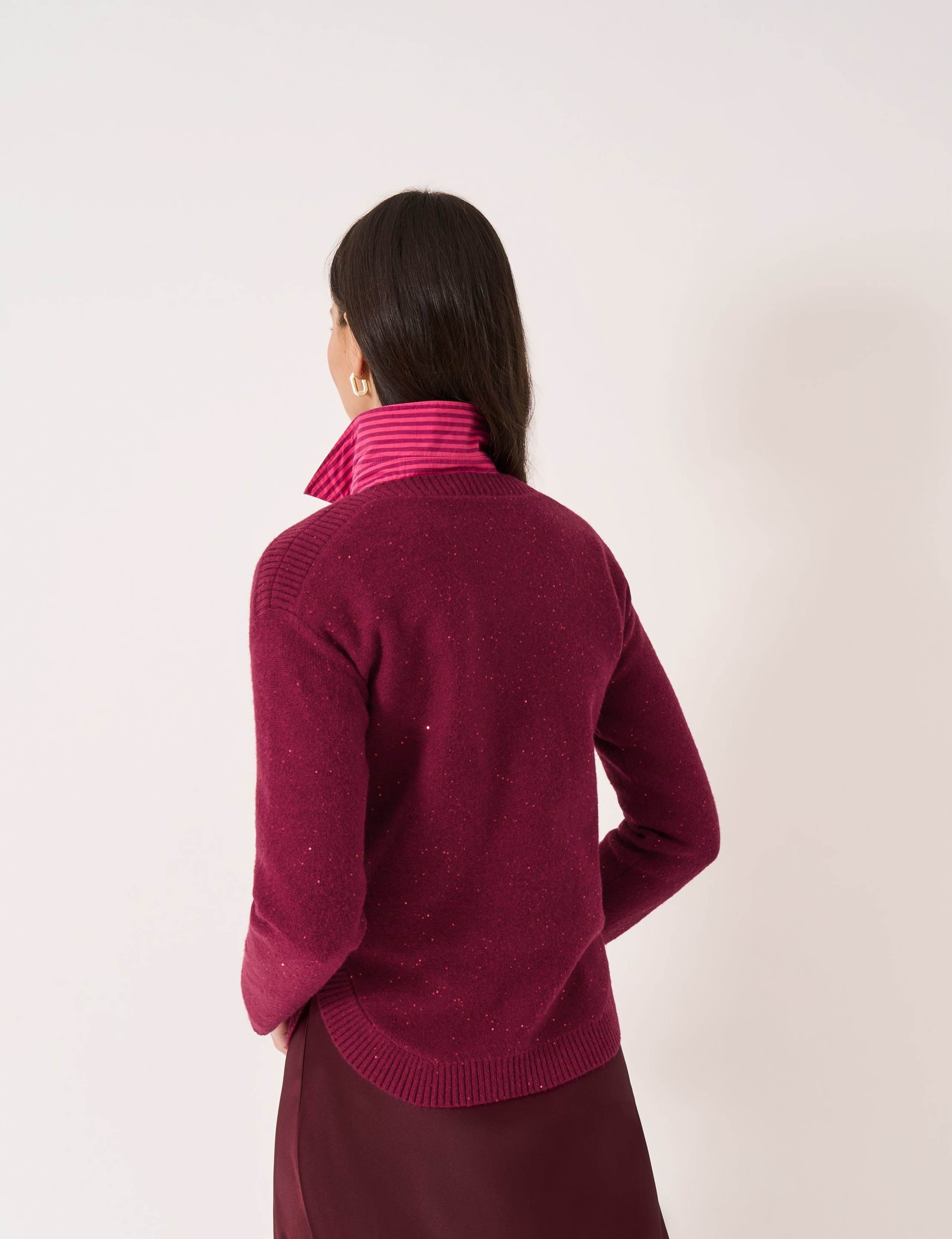 Sparkly Boat Neck Split Curved Hem Jumper 4 of 5