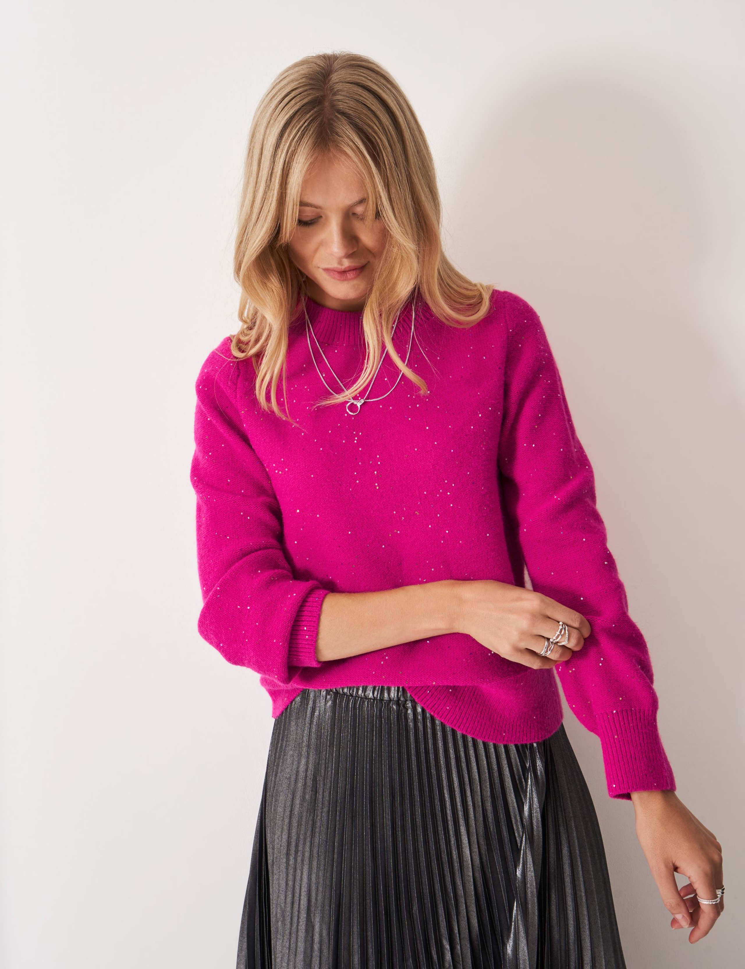 Sparkly Crew Neck Balloon Sleeve Jumper 3 of 5