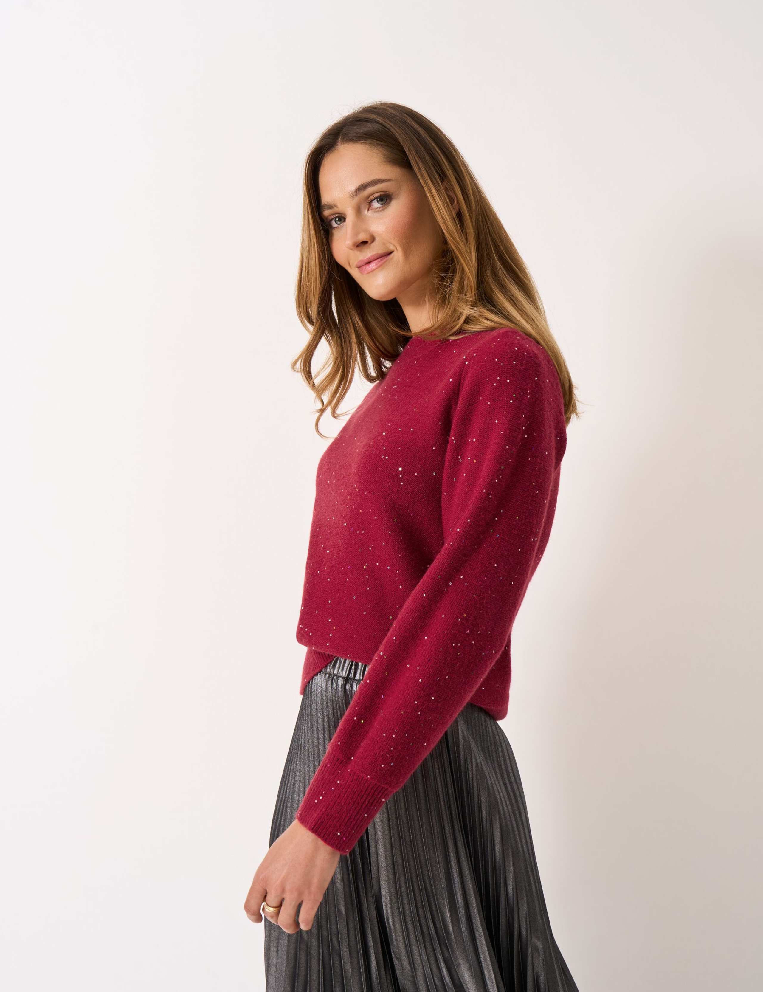 Sparkly Crew Neck Balloon Sleeve Jumper 5 of 5