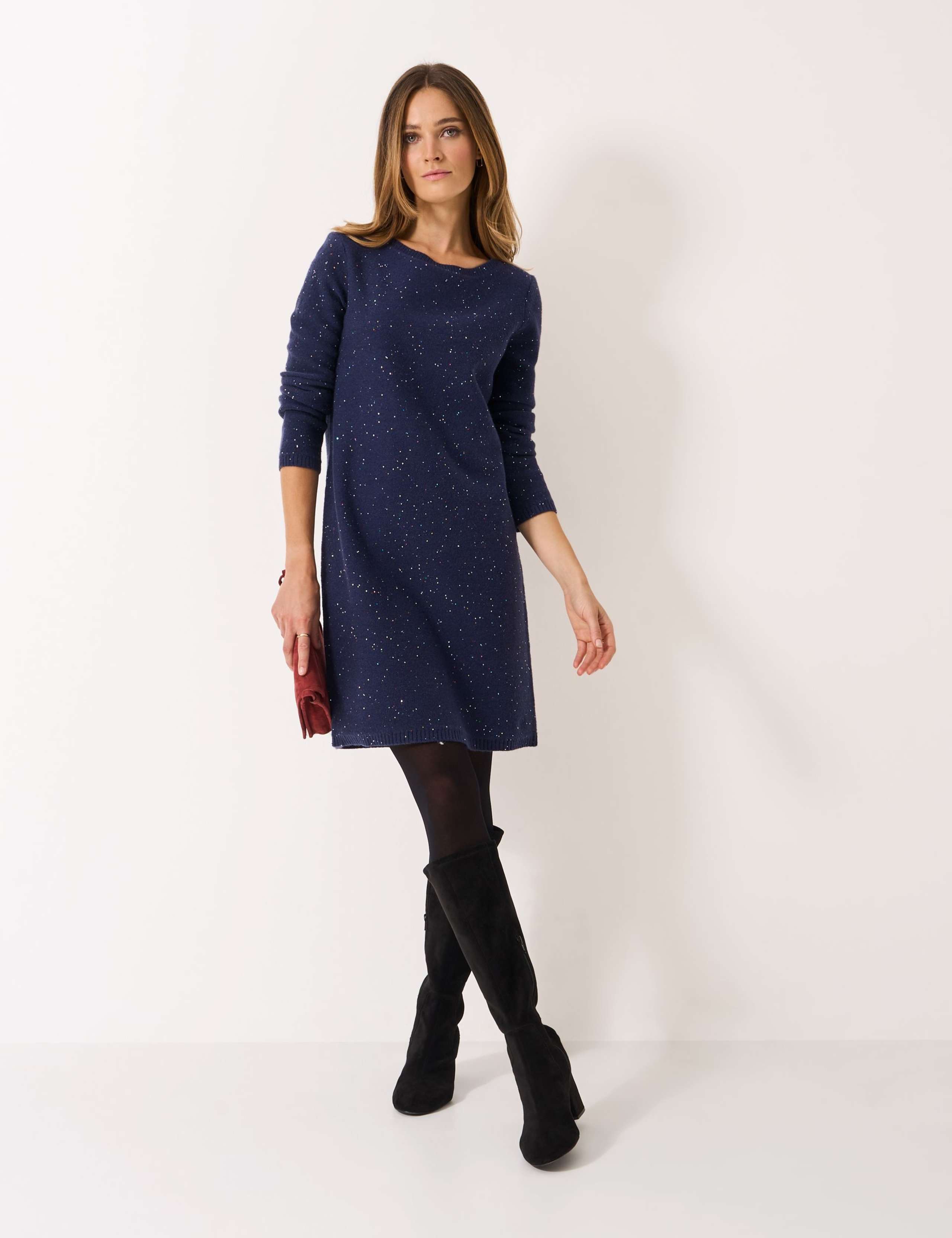 Sparkly Round Neck Mini Jumper Dress 1 of 5