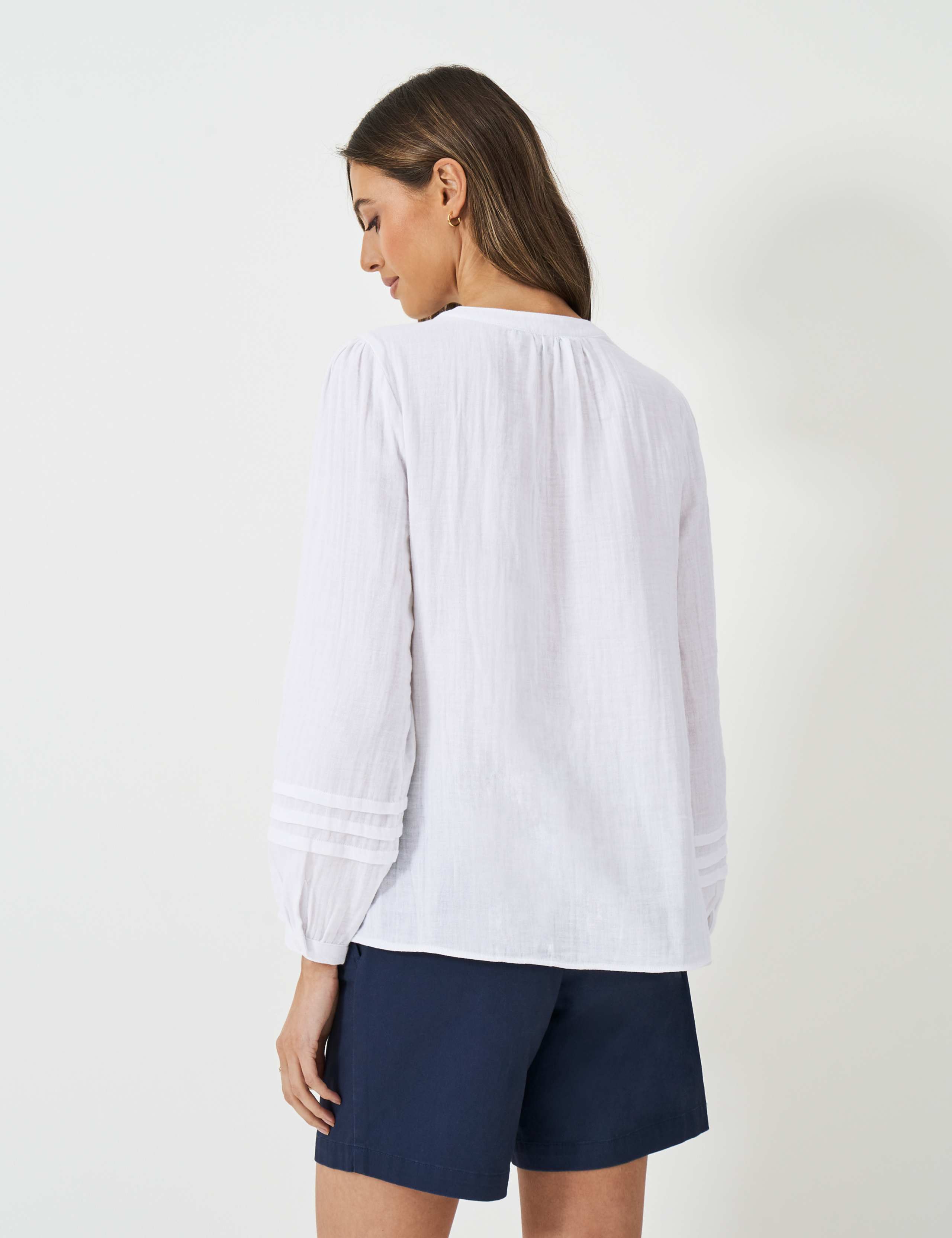 Pure Cotton Tie Neck Blouse 4 of 5