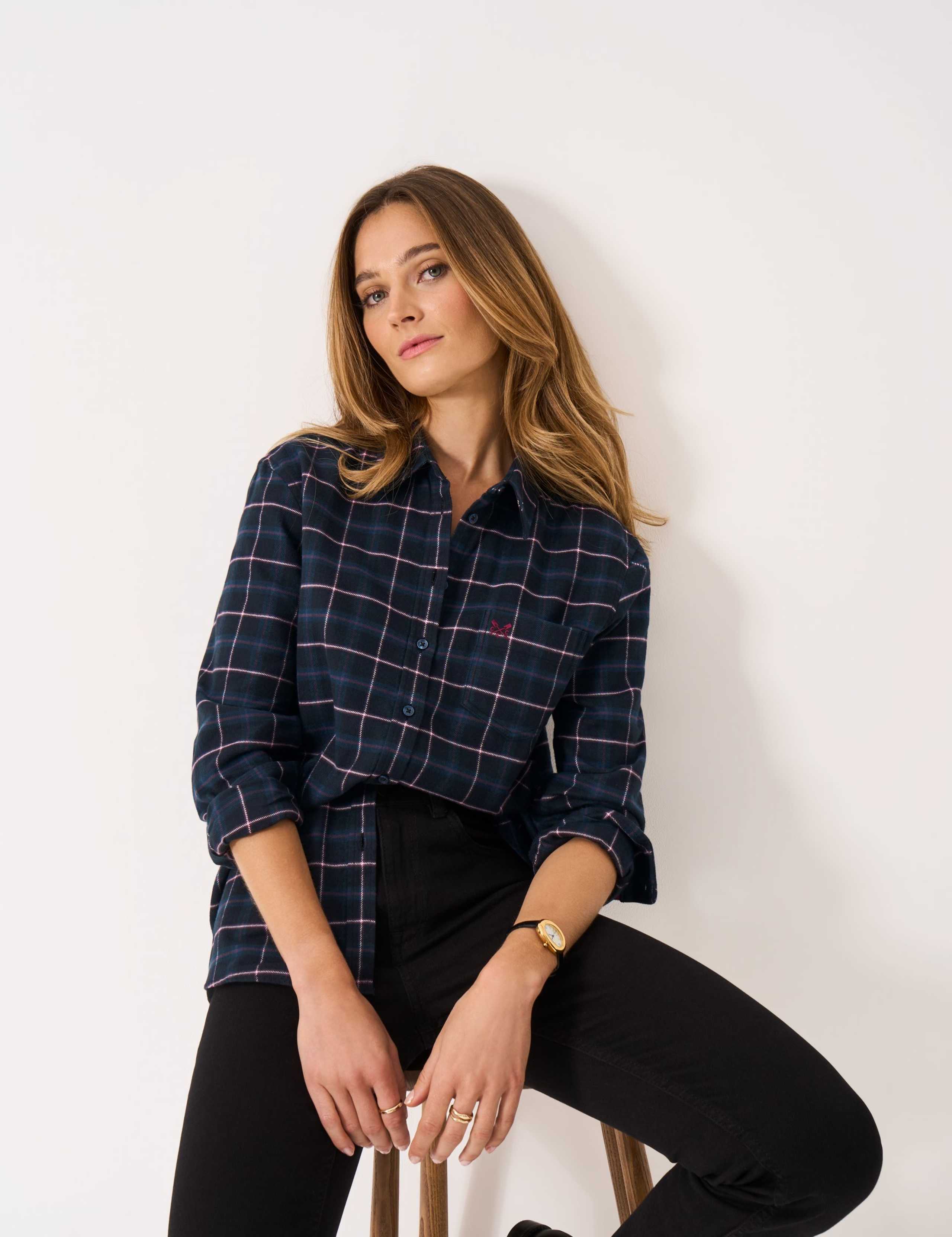 Pure Cotton Flannel Checked Relaxed Shirt 3 of 5