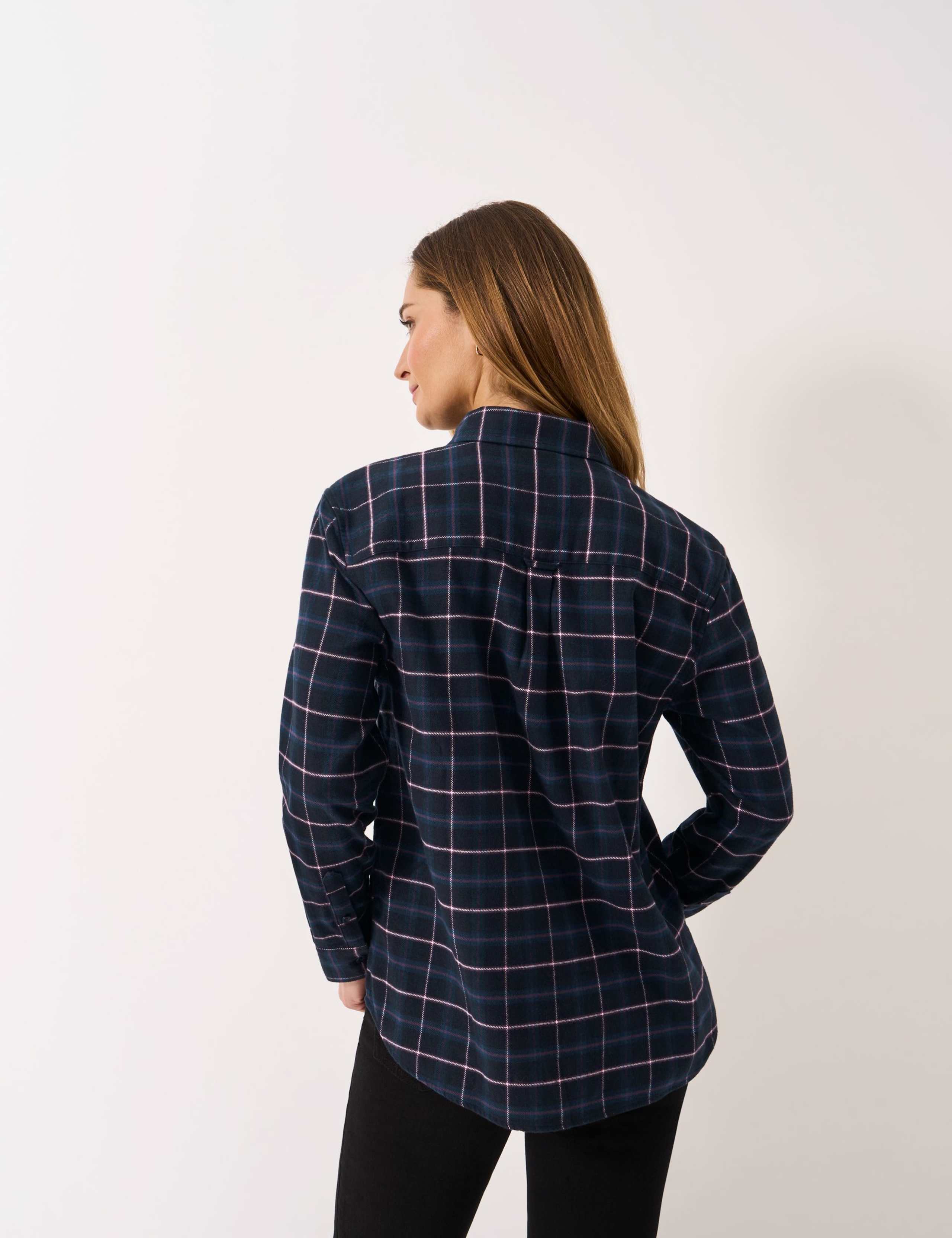 Pure Cotton Flannel Checked Relaxed Shirt 4 of 5