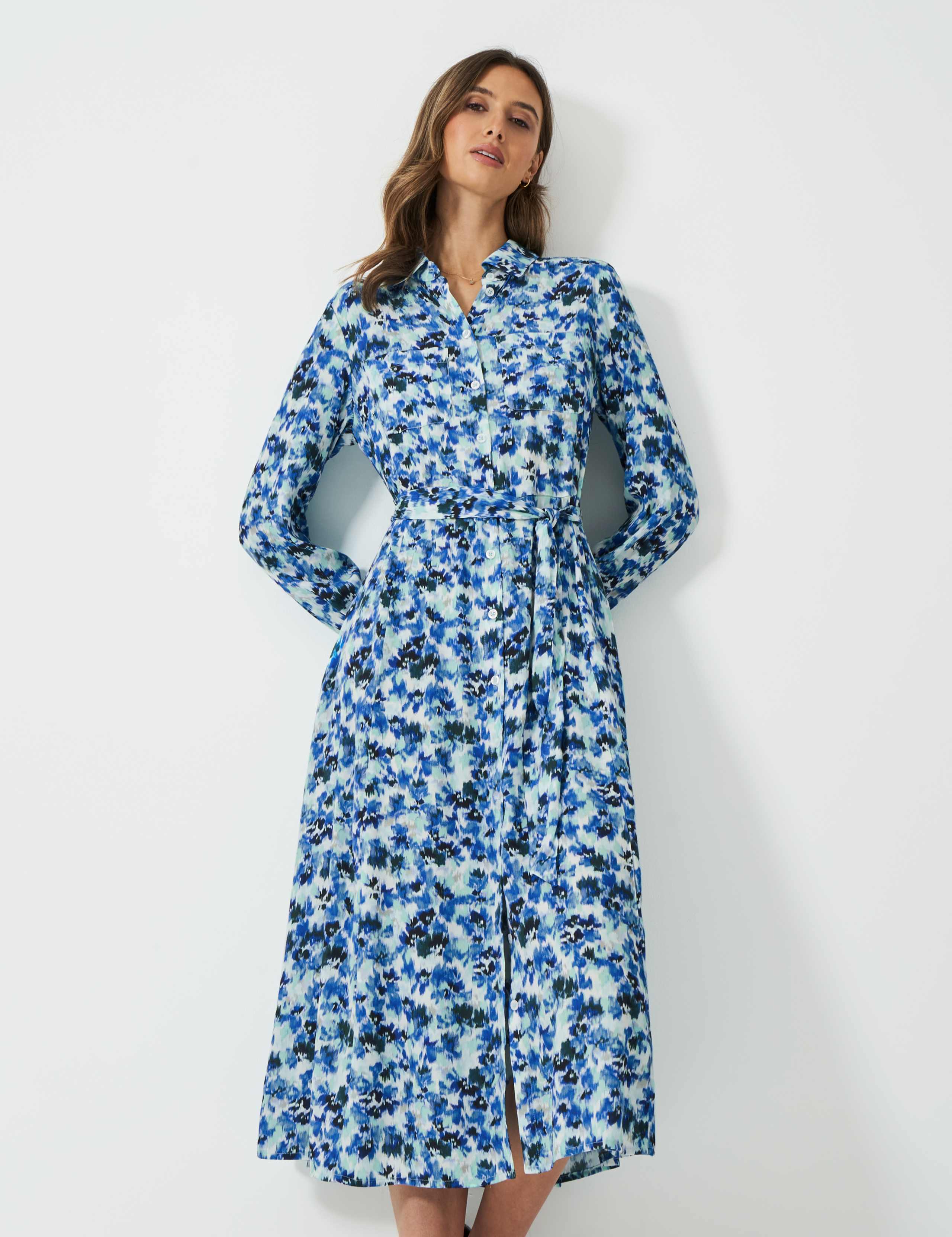 Floral Belted Midi Shirt Dress 3 of 5