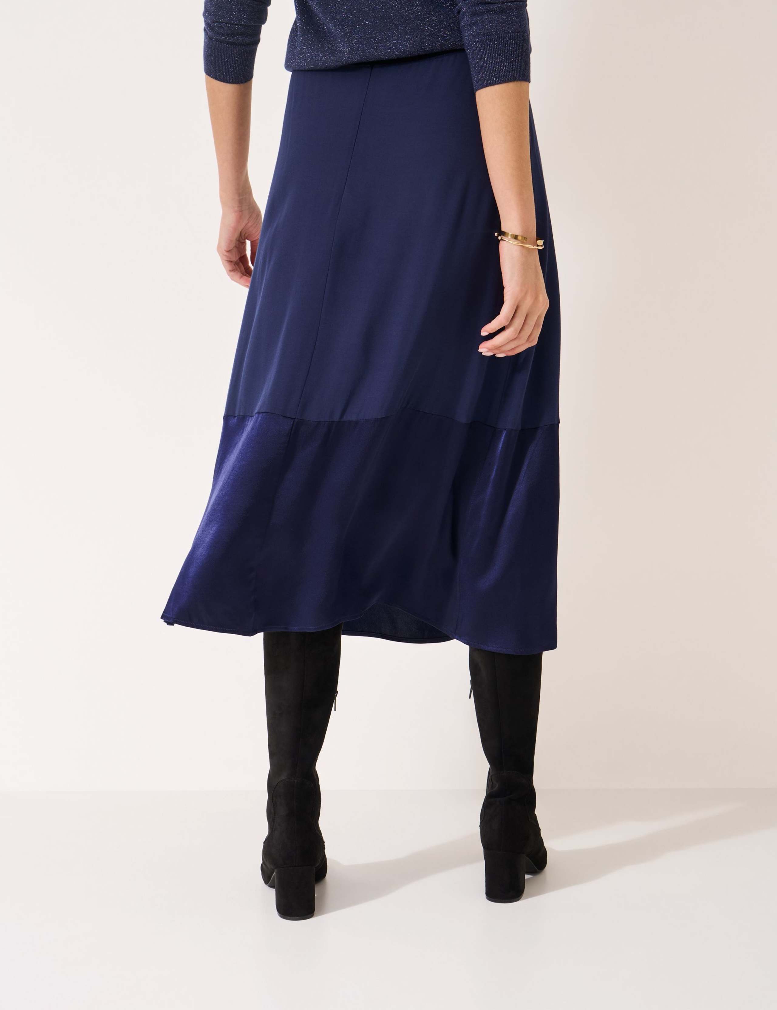 Satin Panelled Midi A-Line Skirt 4 of 5