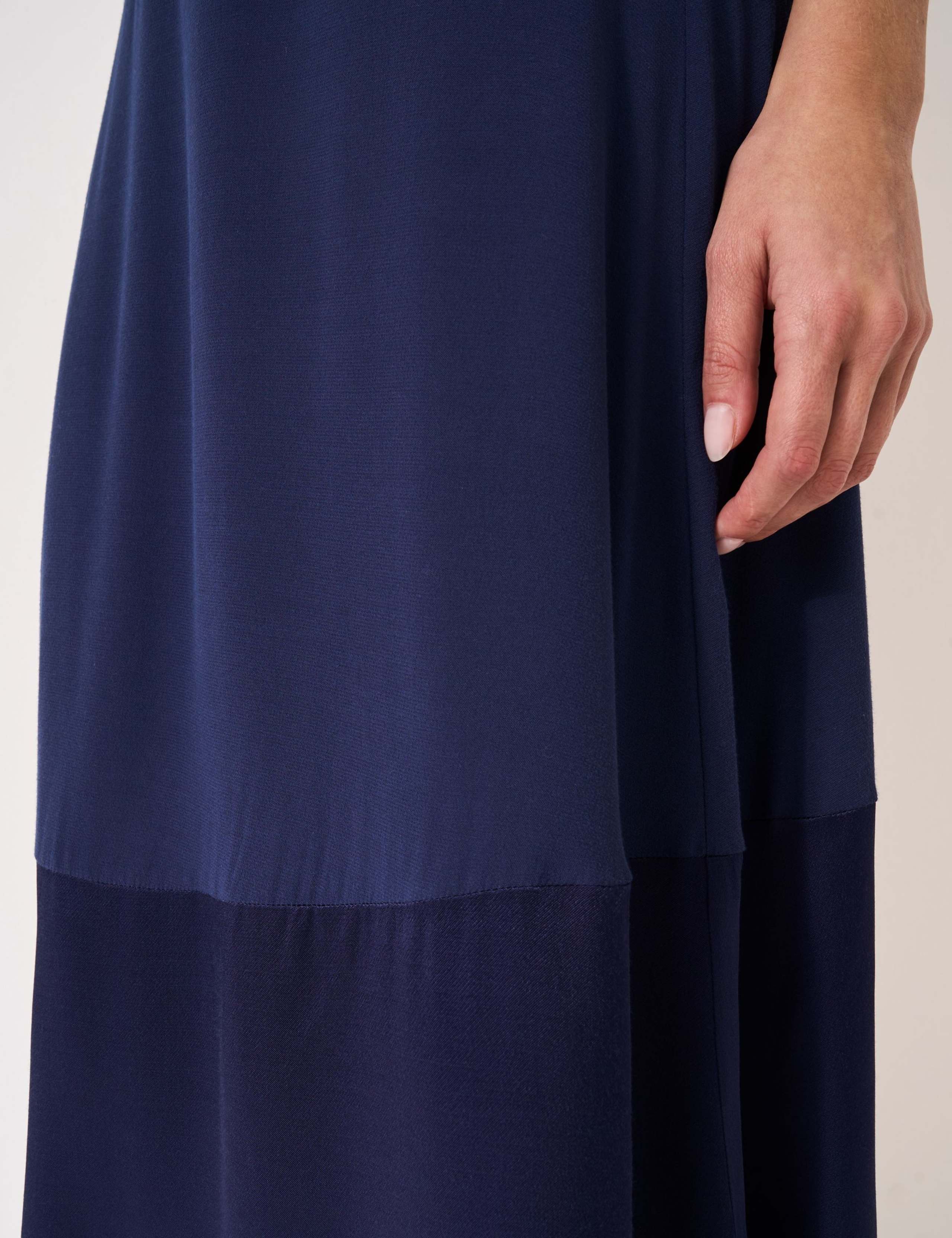 Satin Panelled Midi A-Line Skirt 5 of 5