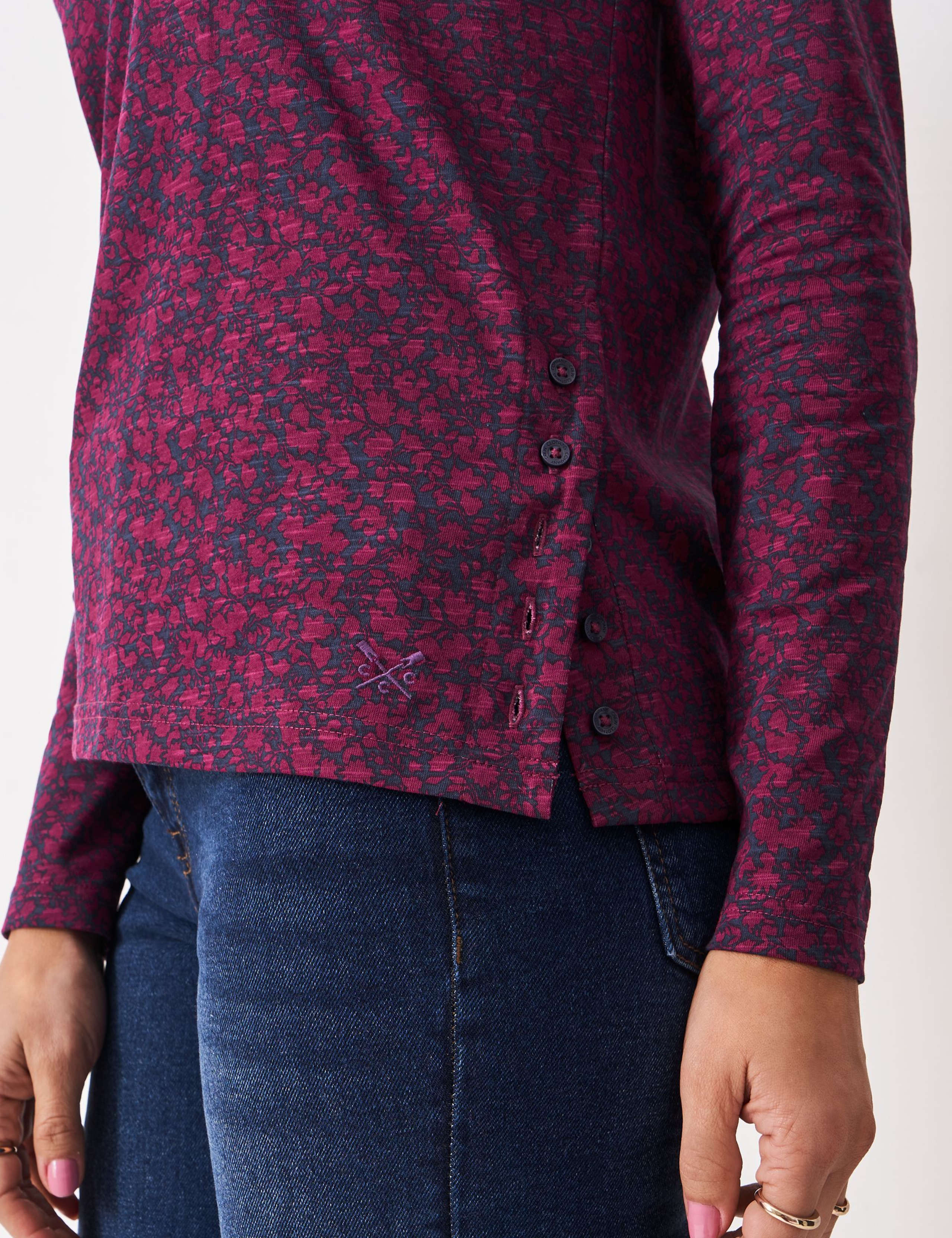 Pure Cotton Floral Button Detail Top 5 of 5