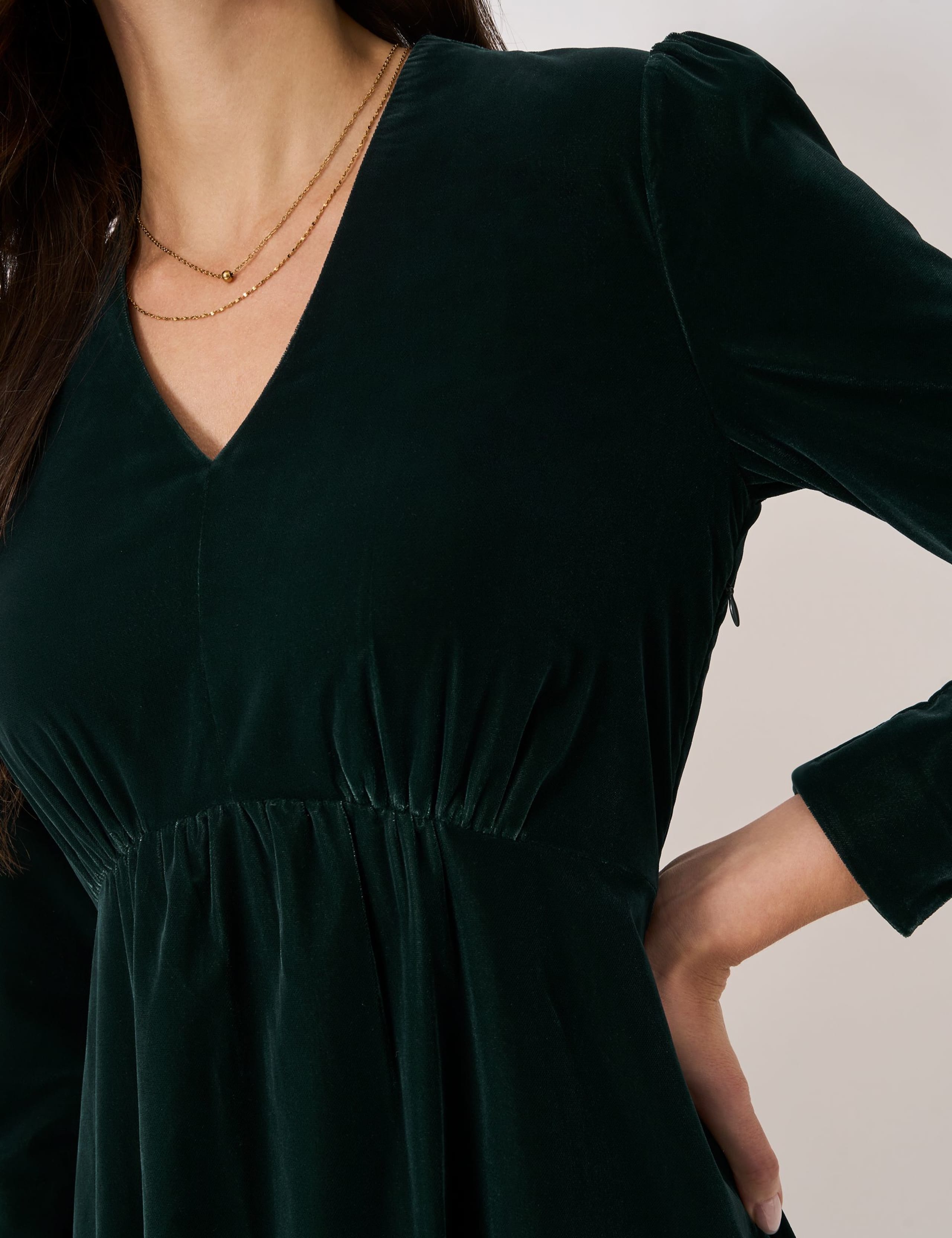 Velvet Midi Waisted Dress 4 of 5