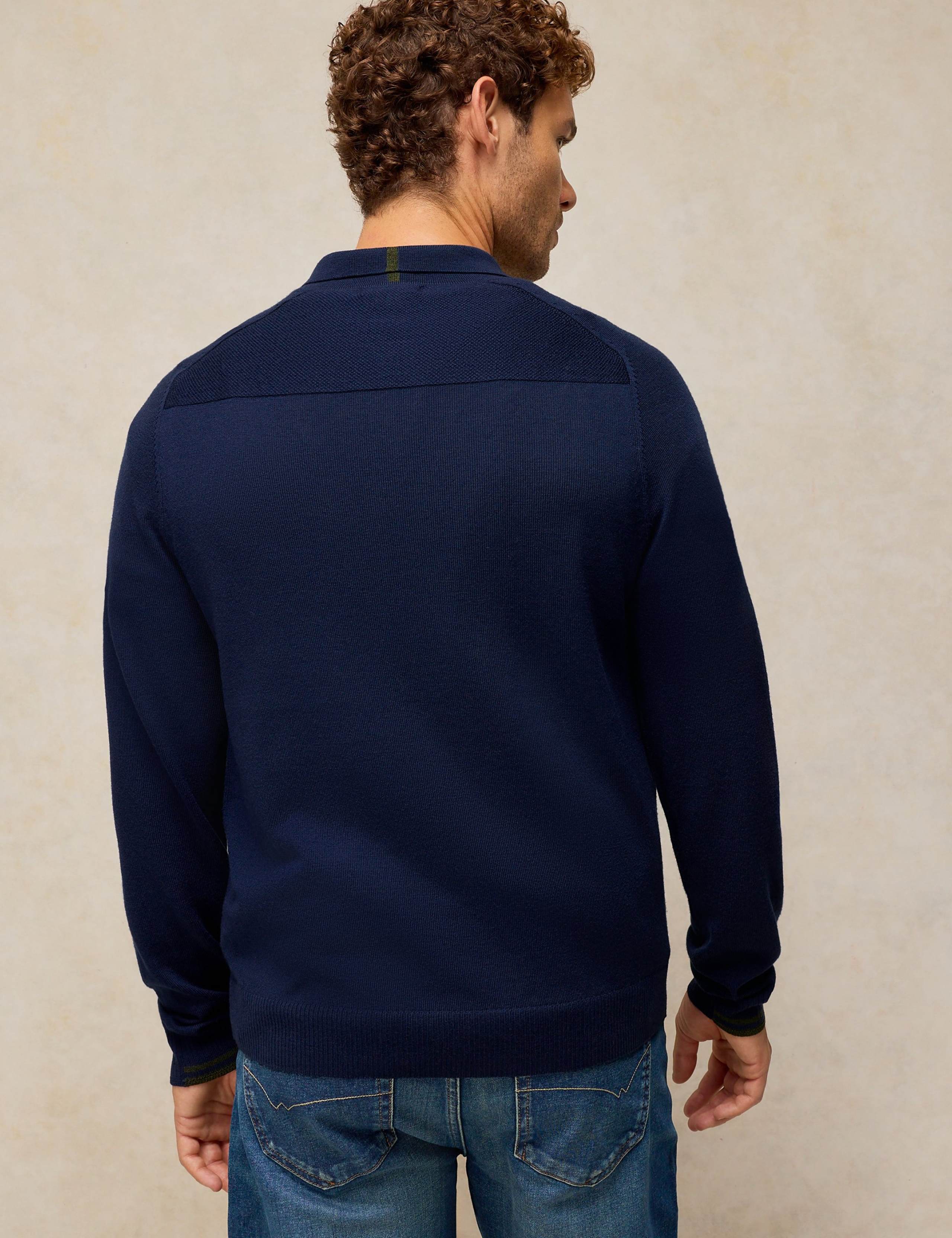 Pure Wool Half Zip Long Sleeve Polo Shirt 5 of 6
