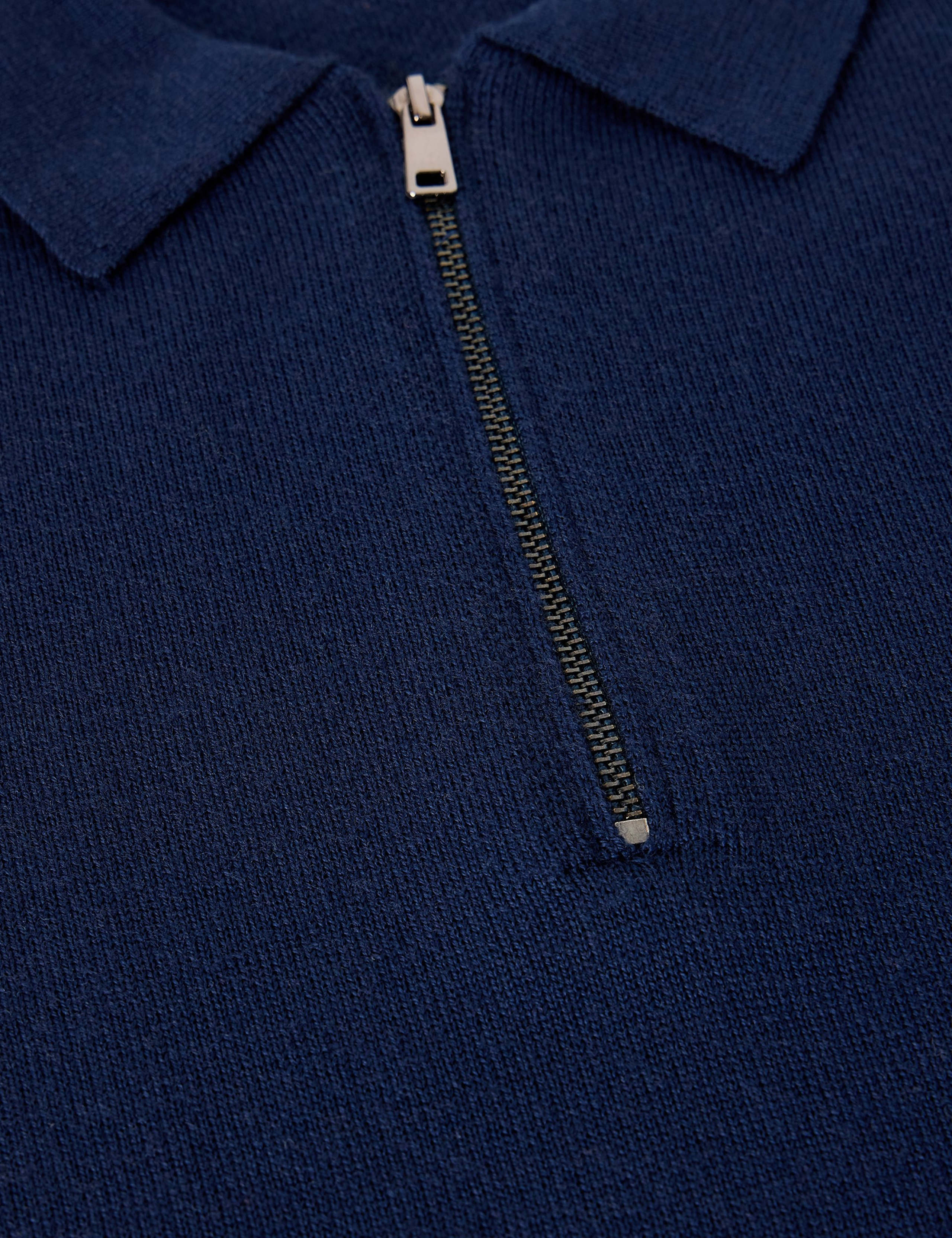 Pure Wool Half Zip Long Sleeve Polo Shirt 6 of 6