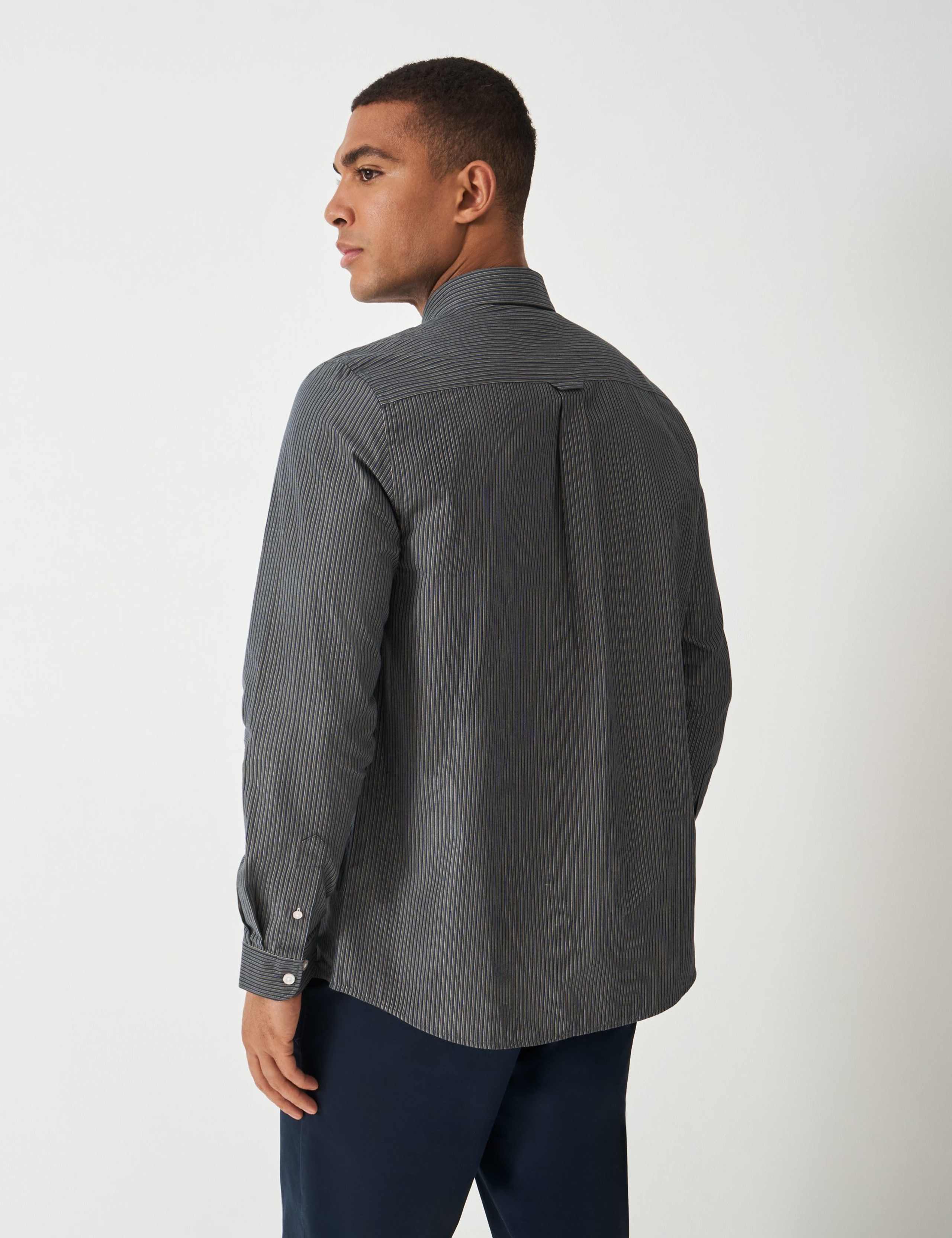 Pure Cotton Poplin Pinstripe Oxford Shirt 3 of 5