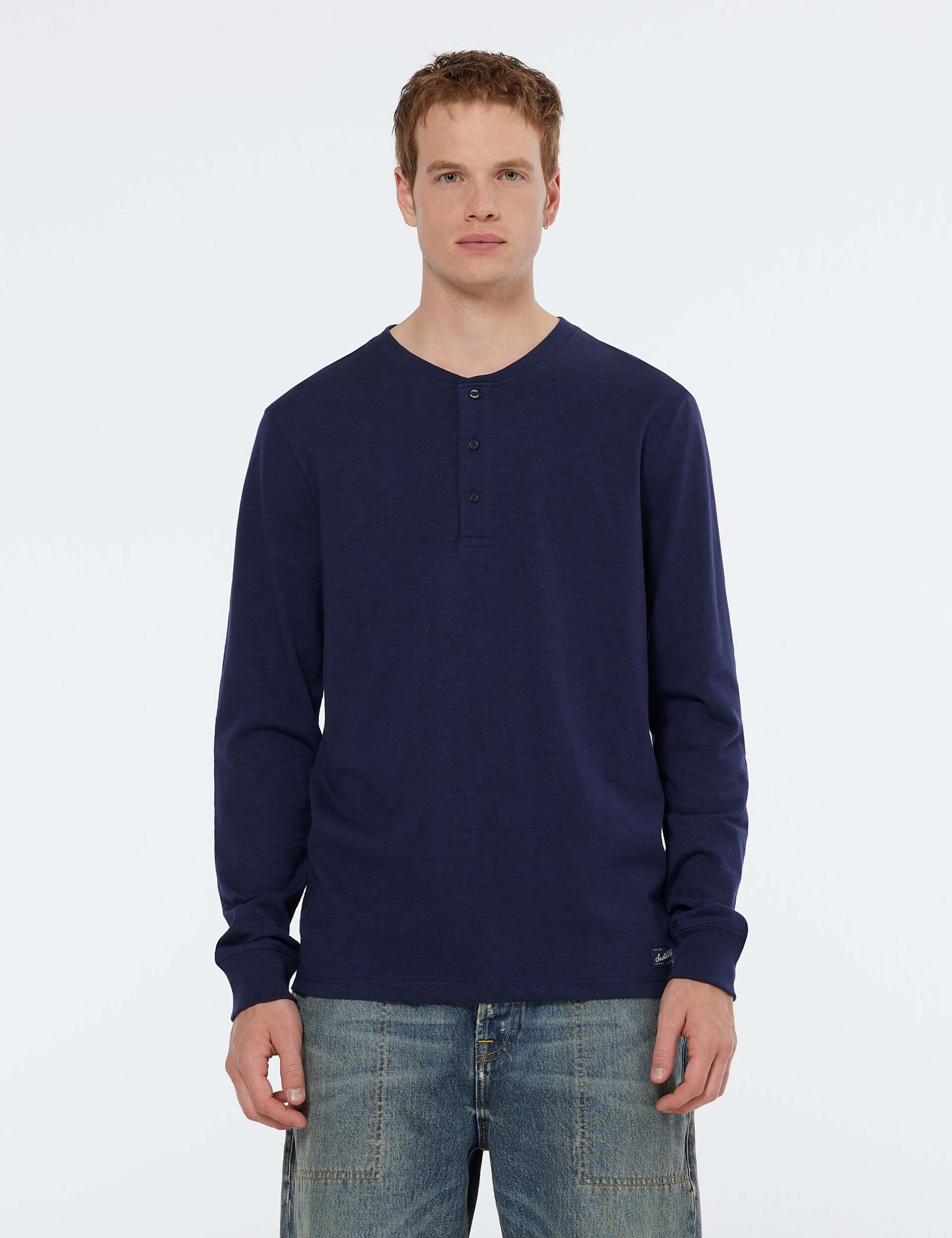 Pure Cotton Henley Long Sleeve T-Shirt 1 of 4