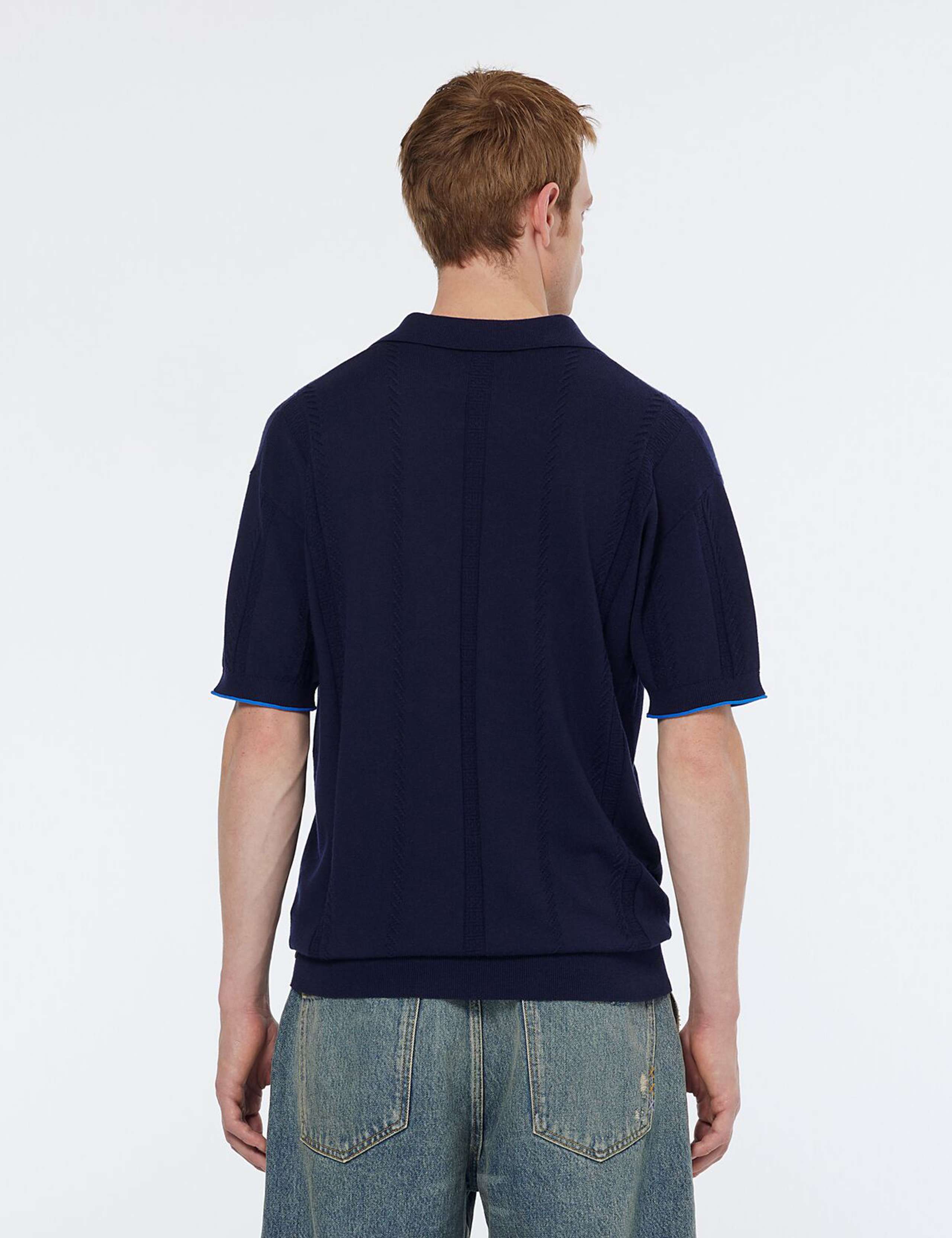 Cotton Blend Knitted Polo Shirt with Linen 4 of 5