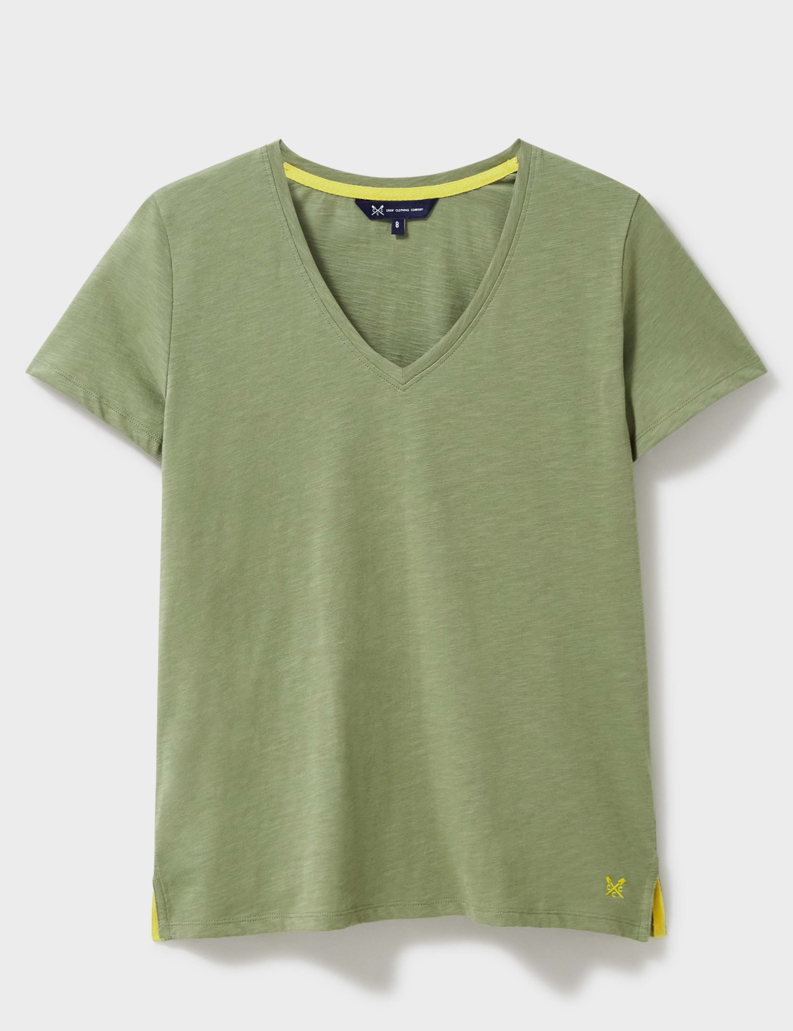 Pure Cotton Slub V-Neck T-Shirt 2 of 5