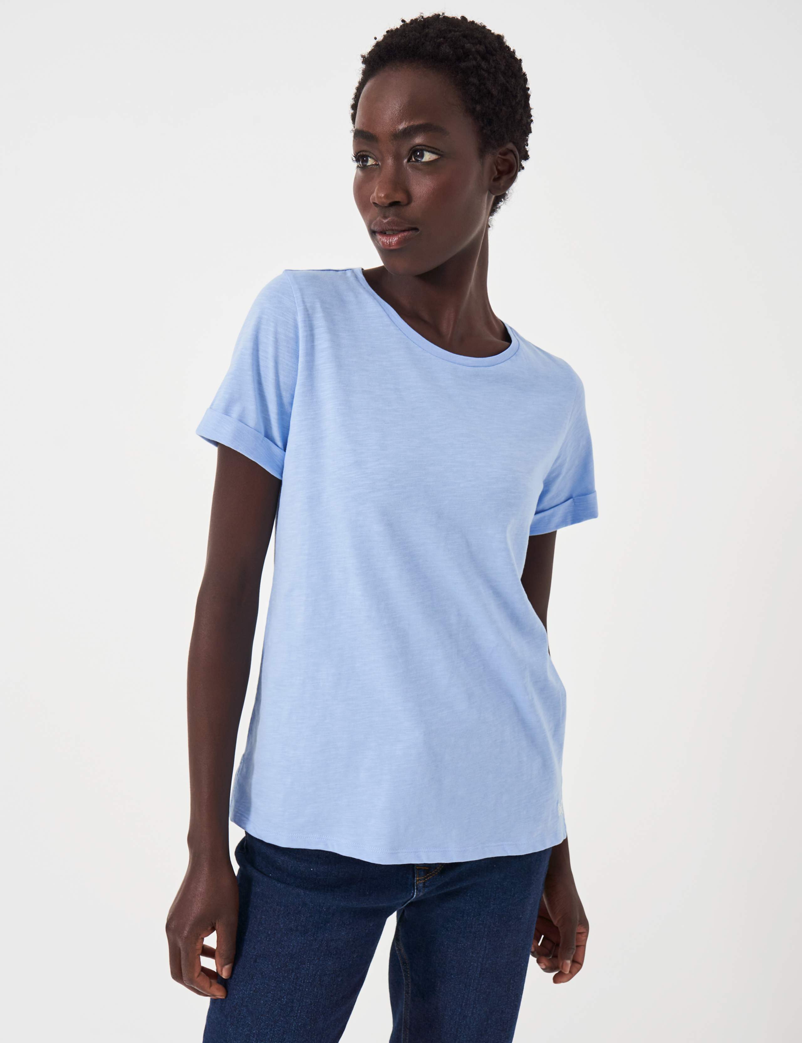 Pure Cotton Slub Crew Neck T-Shirt 1 of 5
