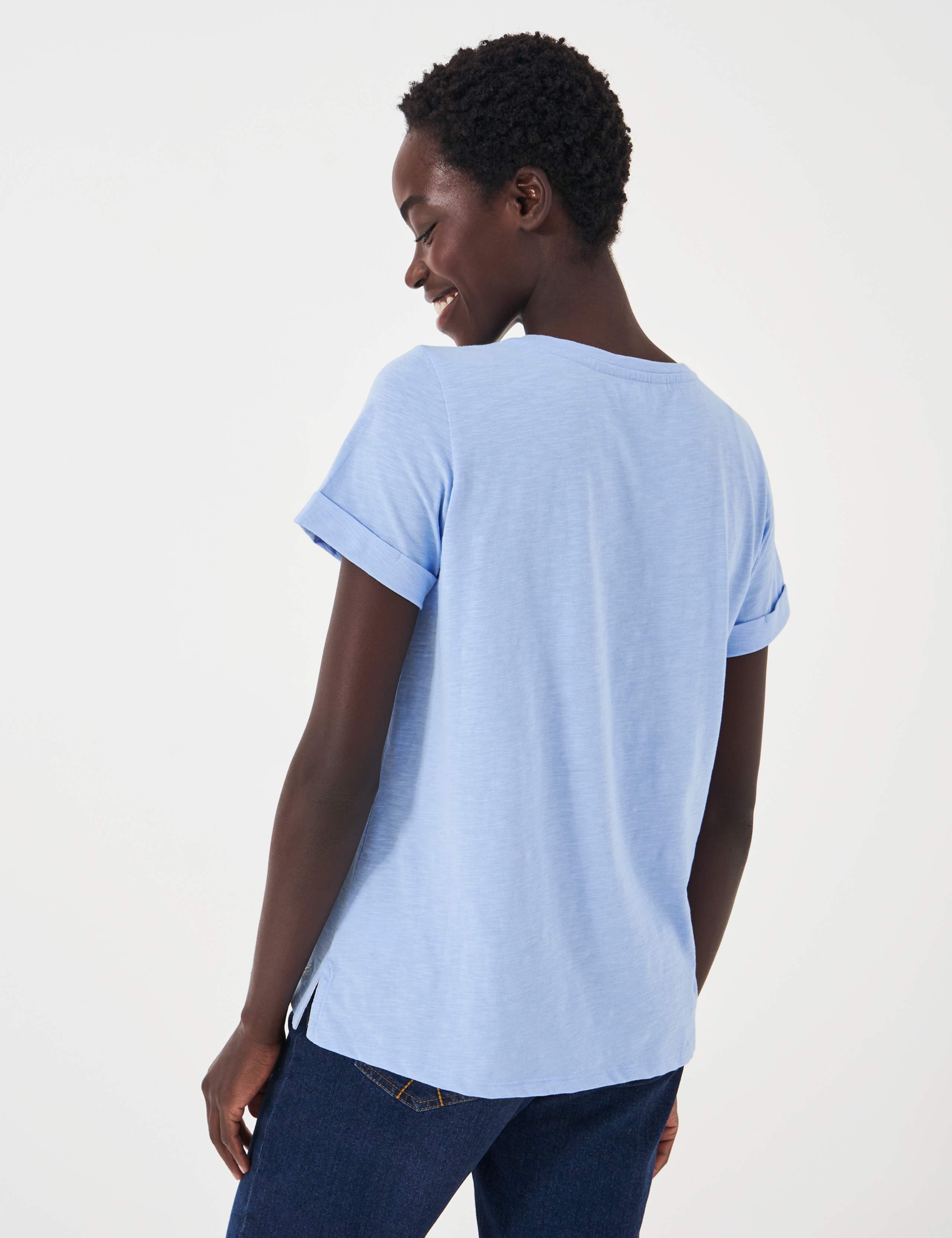 Pure Cotton Slub Crew Neck T-Shirt 4 of 5